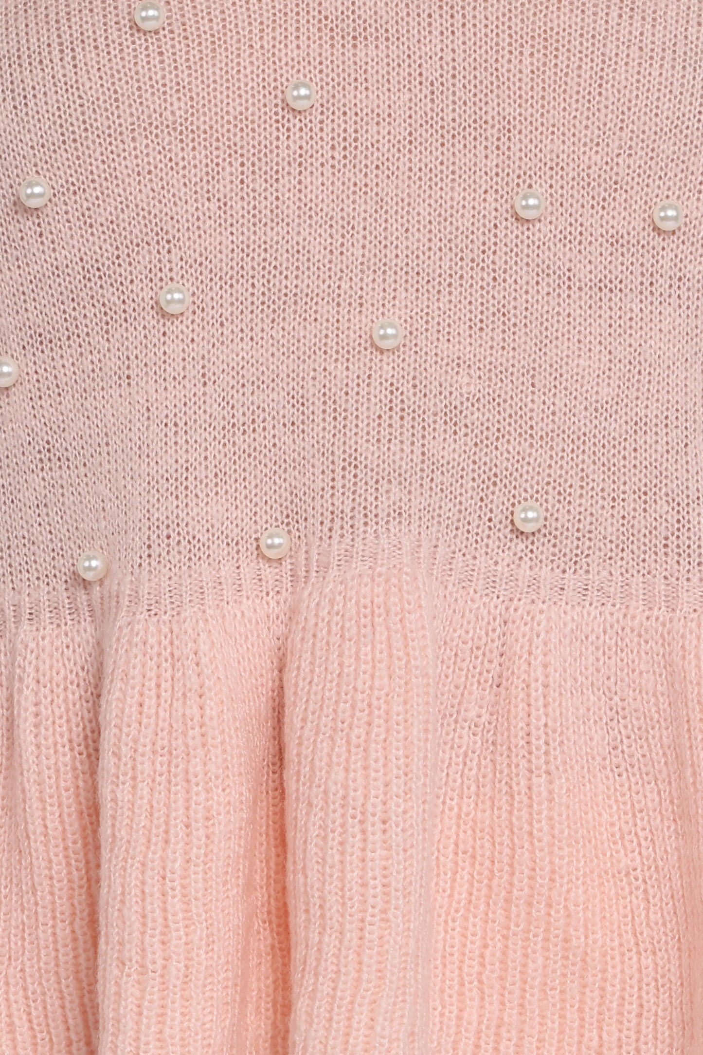 Molly Pearl Peplum Knit Sweater - Light Pink