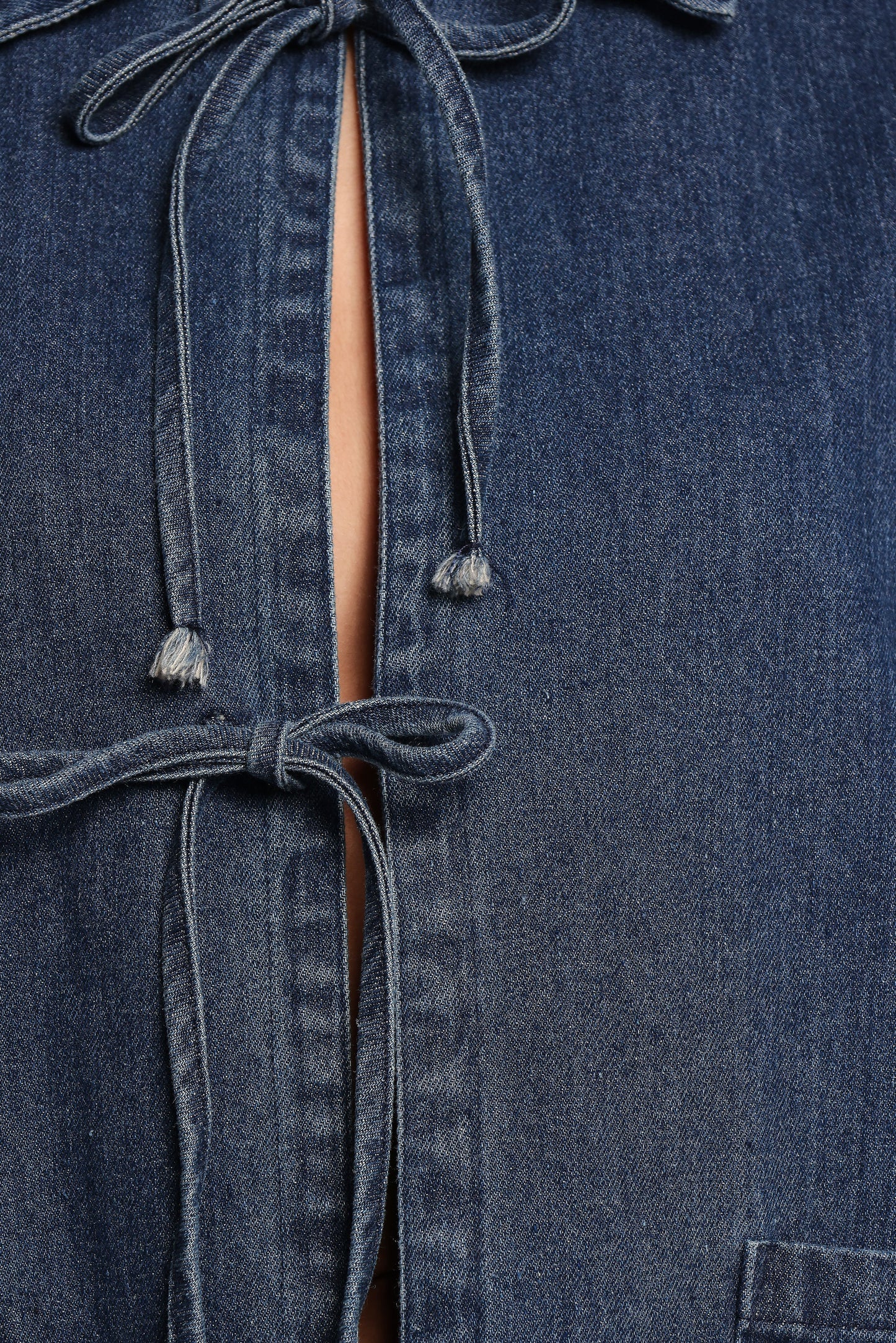 Avon Bow Front Denim Shacket - Denim