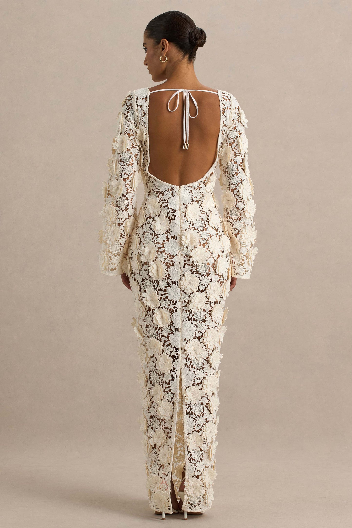 Viper Cream Lace Long-Sleeve Maxi Dress