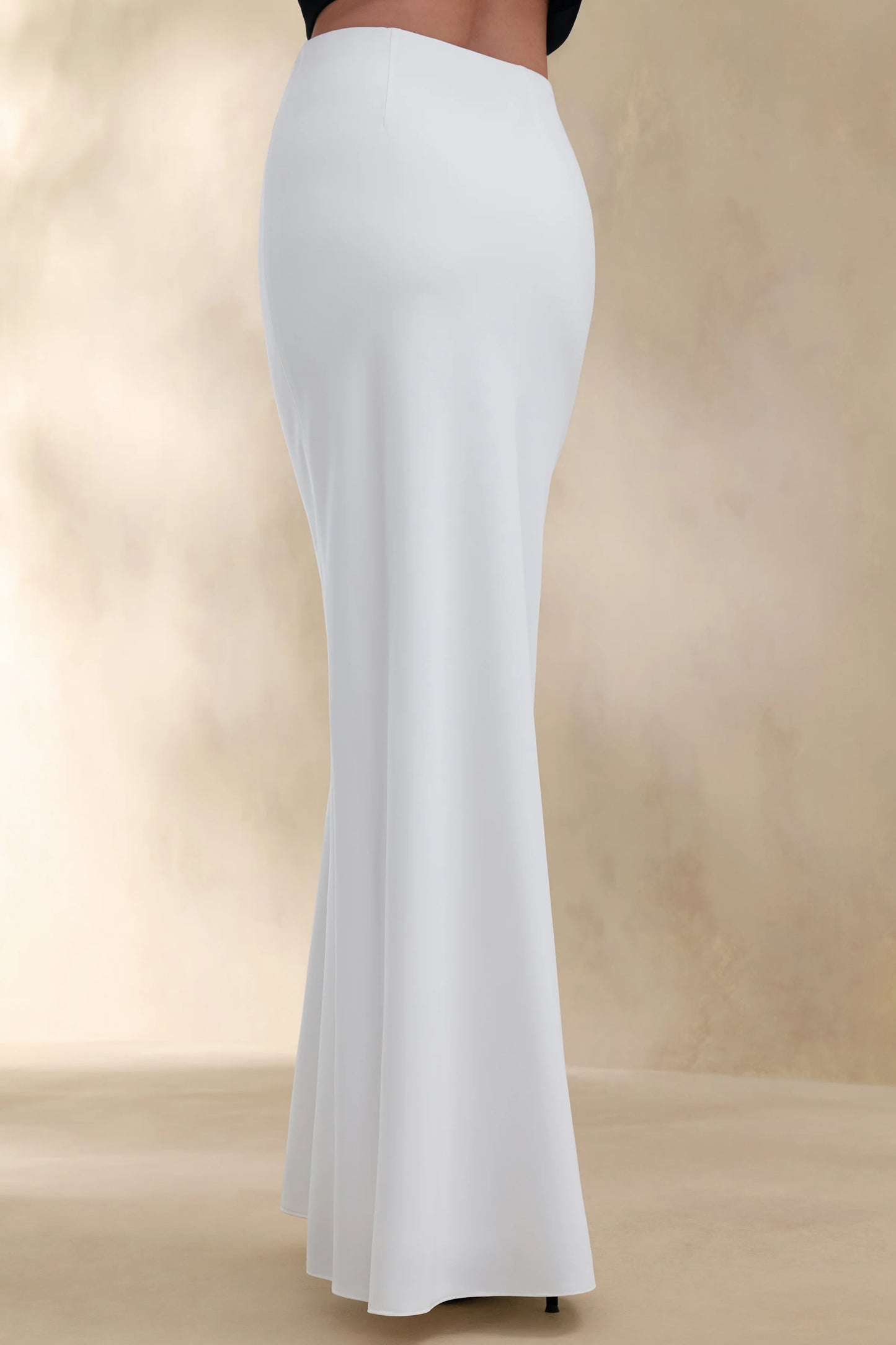 Iveta White Satin Maxi-Skirt