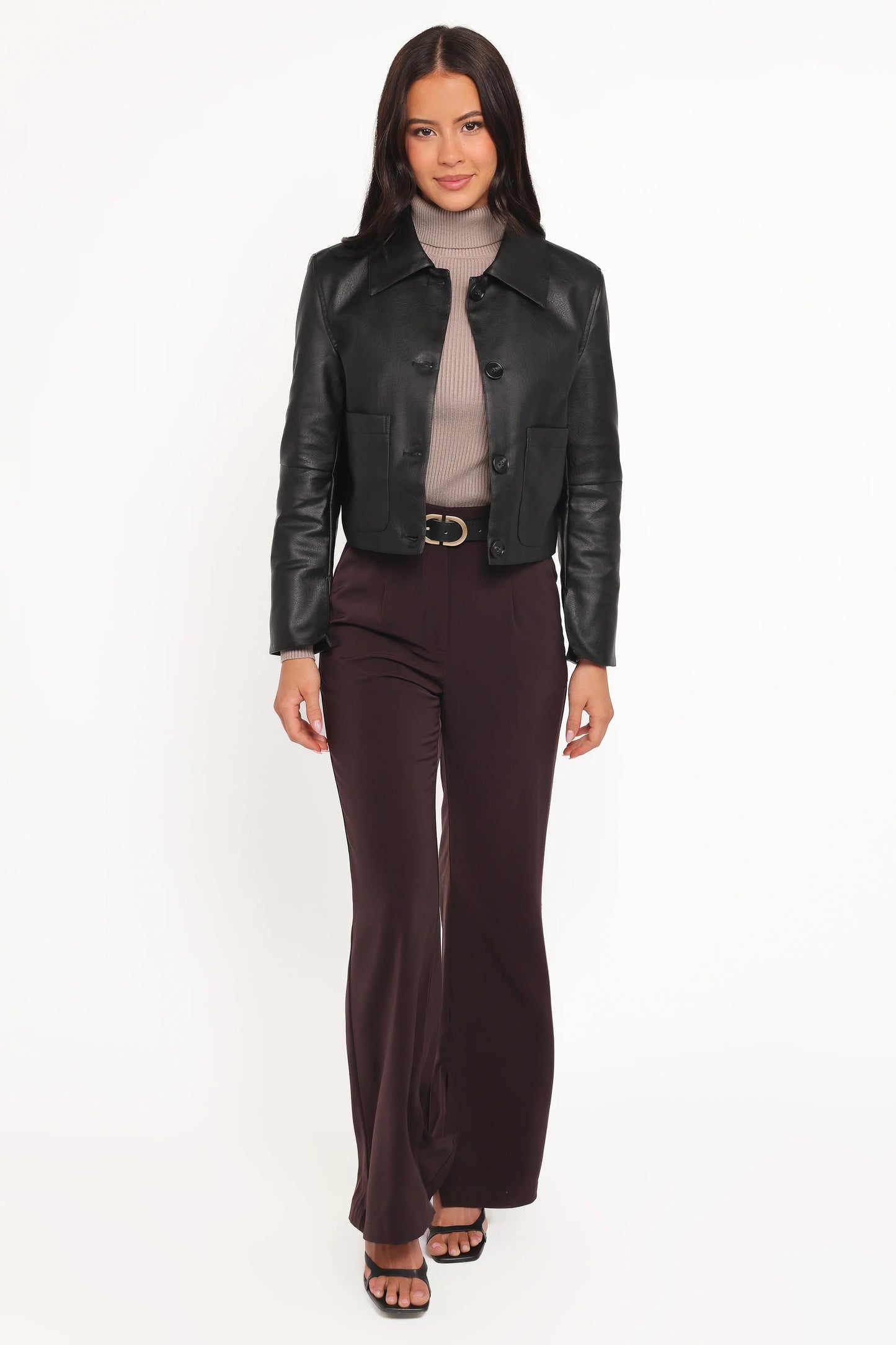Hope Crop Faux Leather Jacket - Black