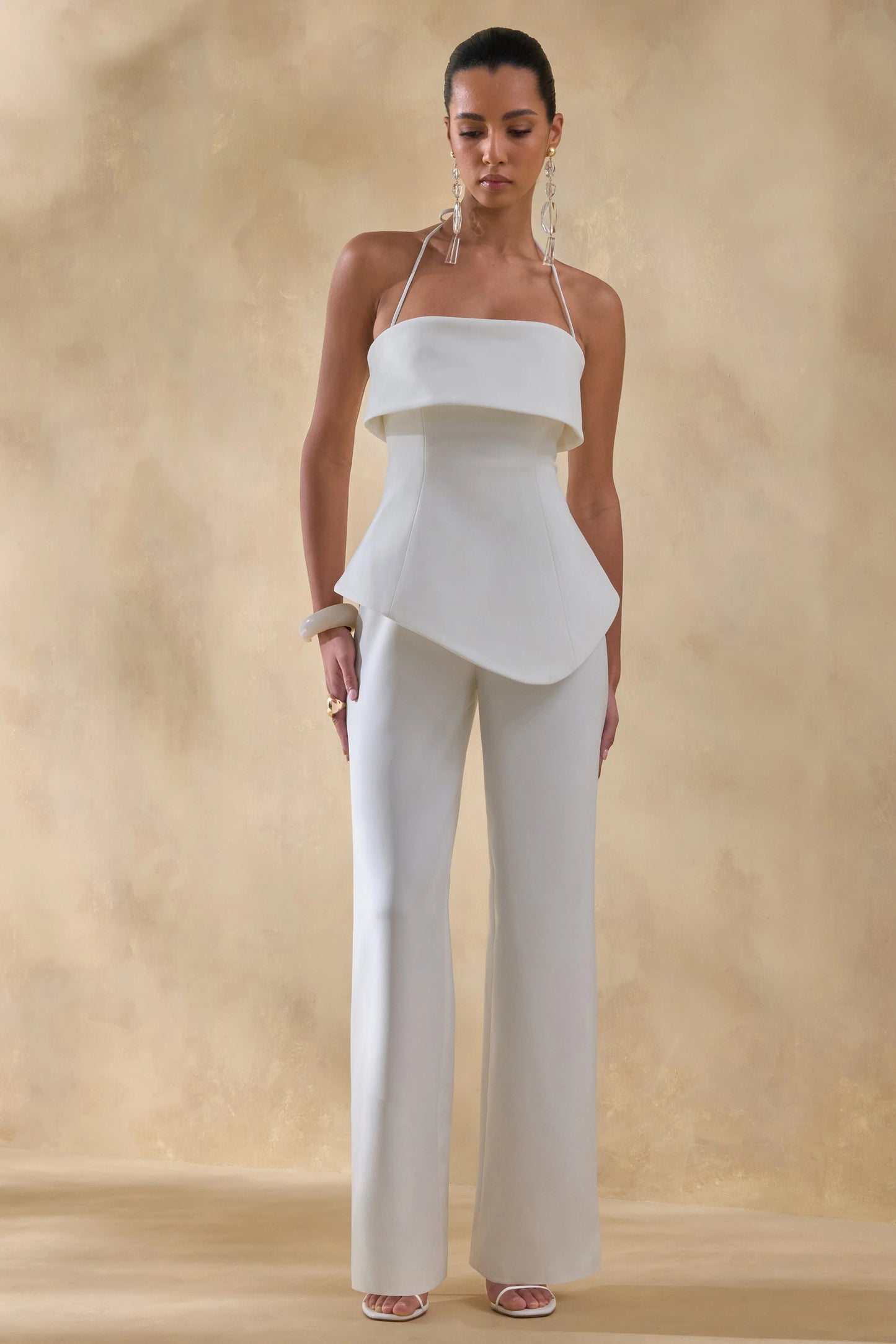 Zura White Square-Neck Jumpsuit
