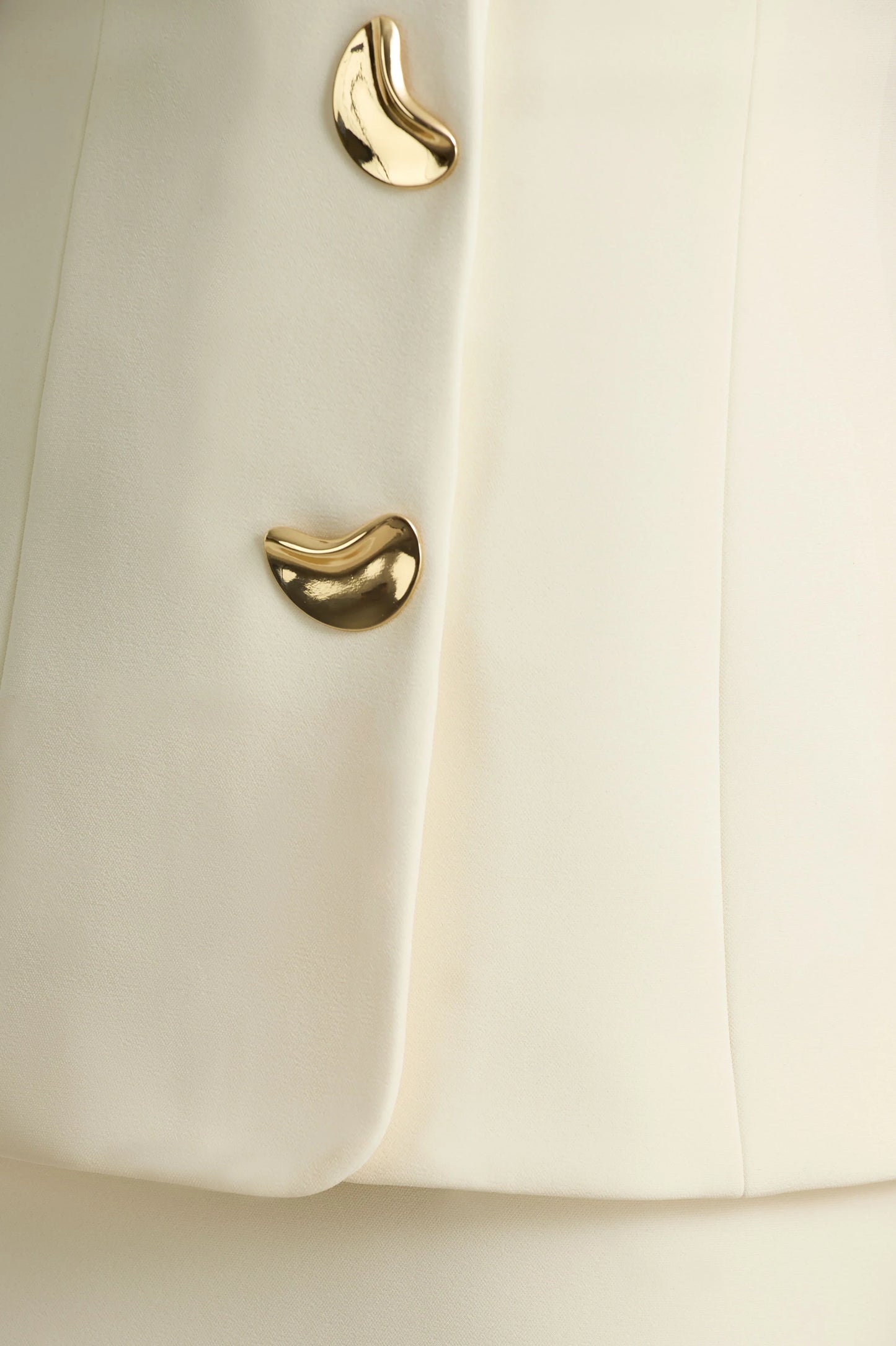 Angel Cream Plunge-Neck Tailored Mini Dress With Gold-Detailing