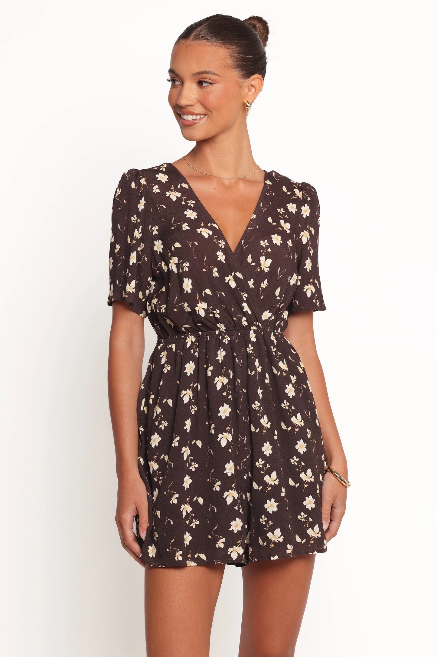 Raschelle Romper - Brown Ditsy