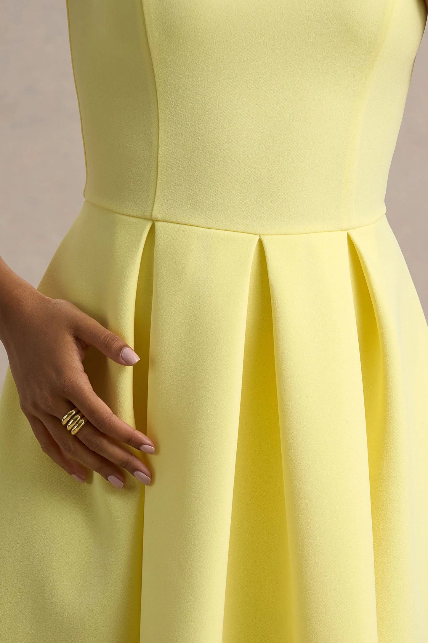 Bambina Lemon Scoop-Neck Pleated Maxi Dress