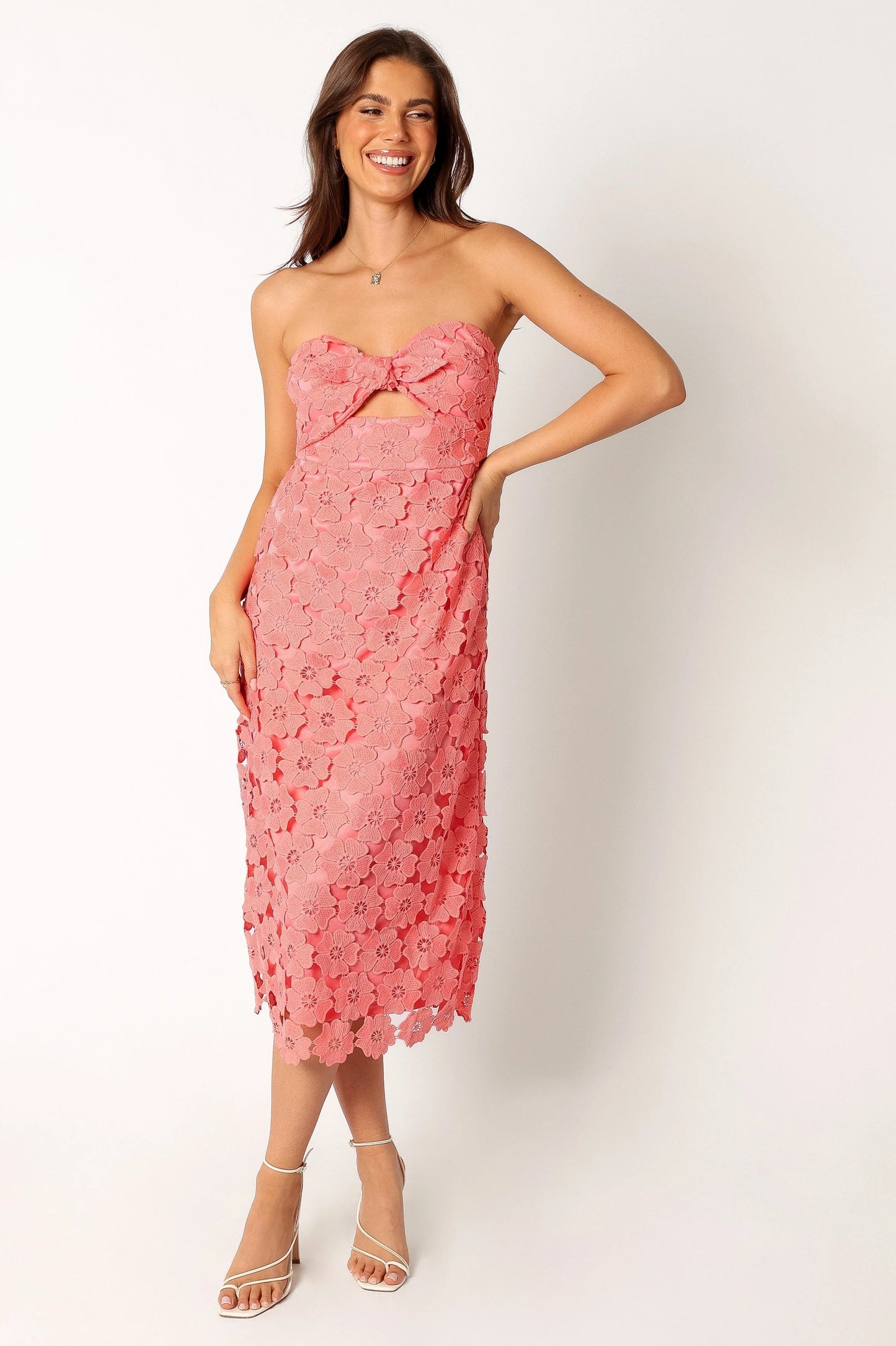 Tyler Strapless Midi Dress - Watermelon