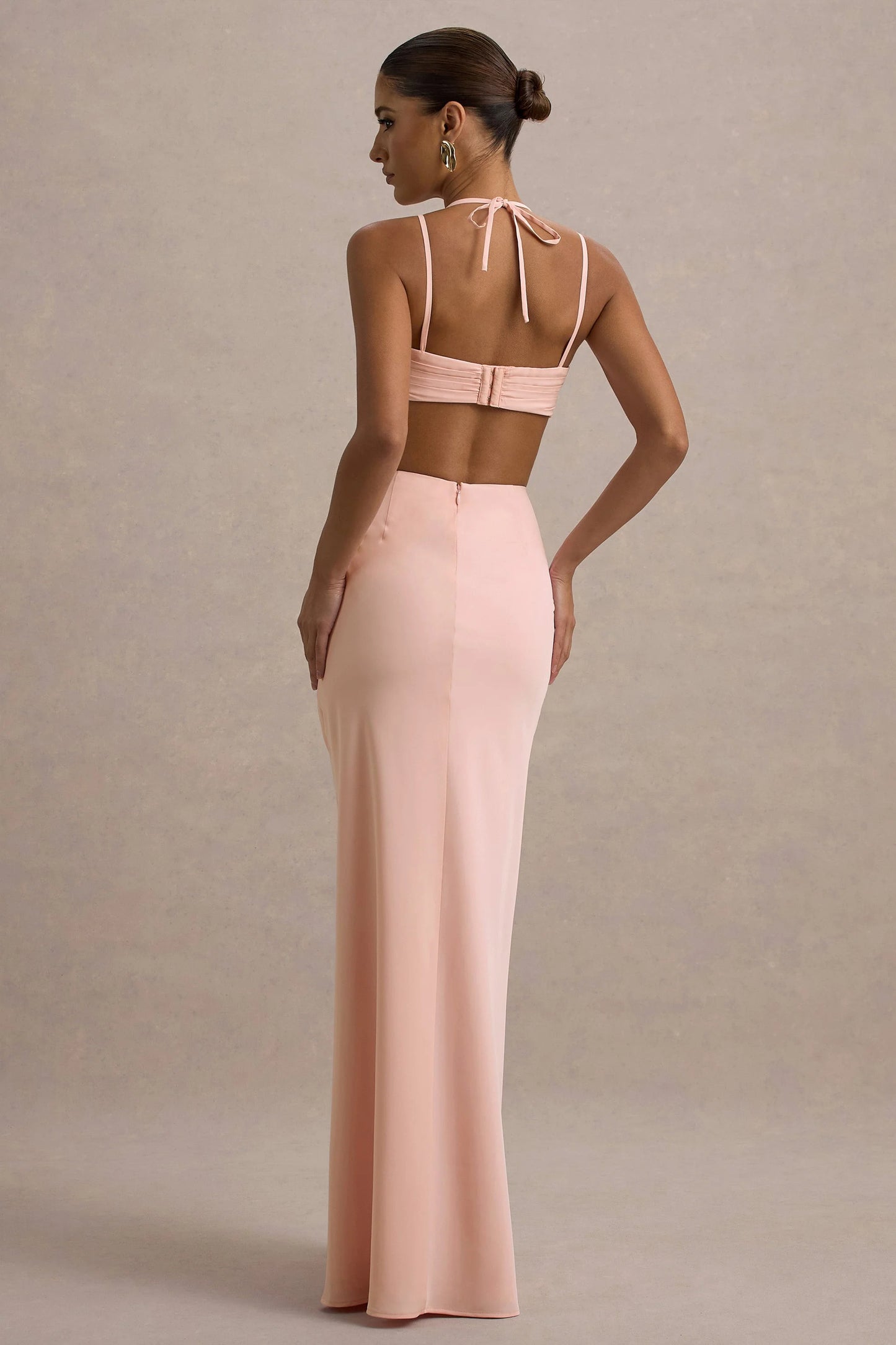 Leandra Pink Strappy Cut-Out Maxi Dress