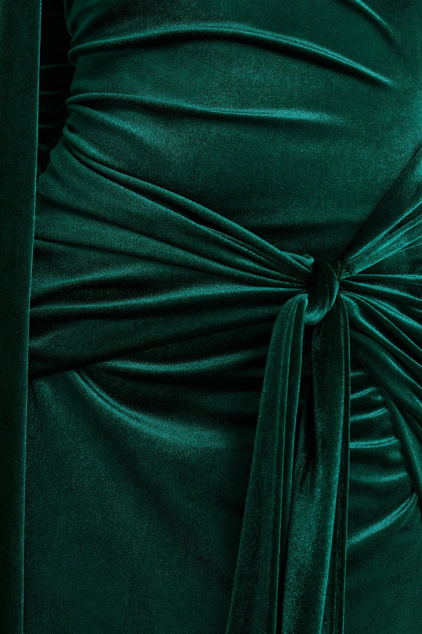 Jessara Bottle Green Bardot-Neck Maxi Dress With Knot-Details