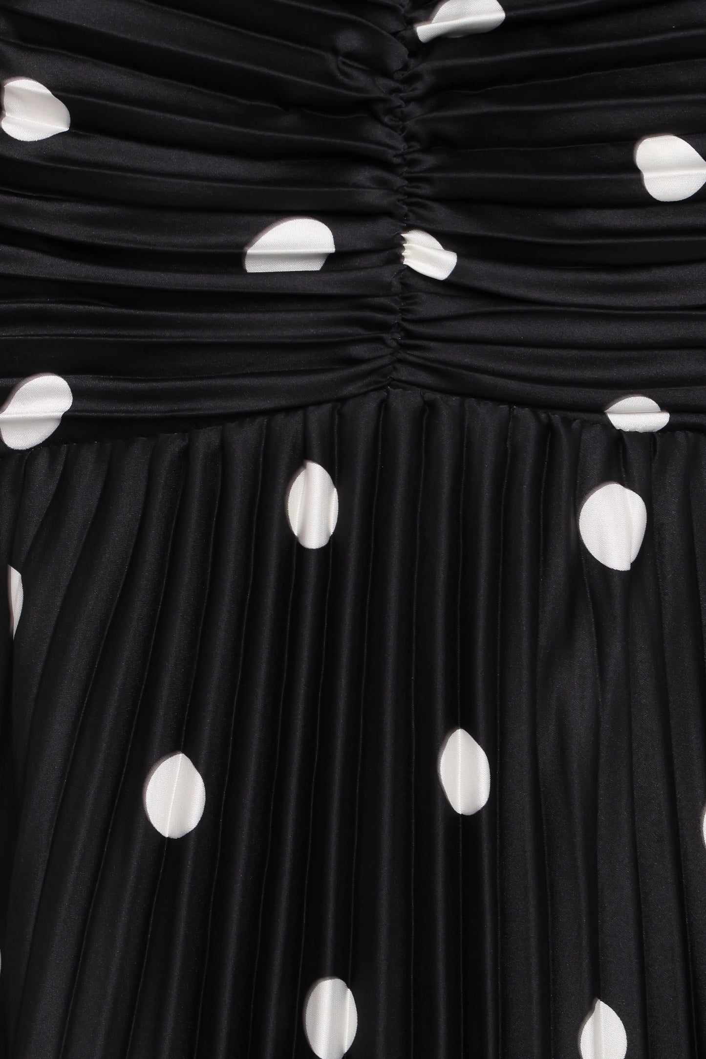 Naira Pleated Maxi Dress - Black Polka Dot