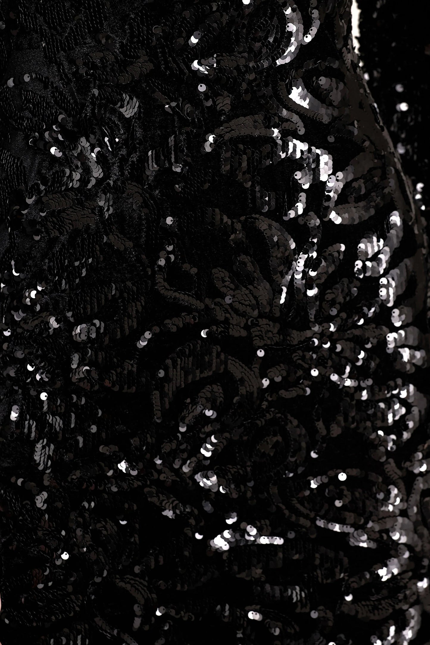 Ritz Black Sequin Plunge-Neck Mini Dress With Long Sleeves