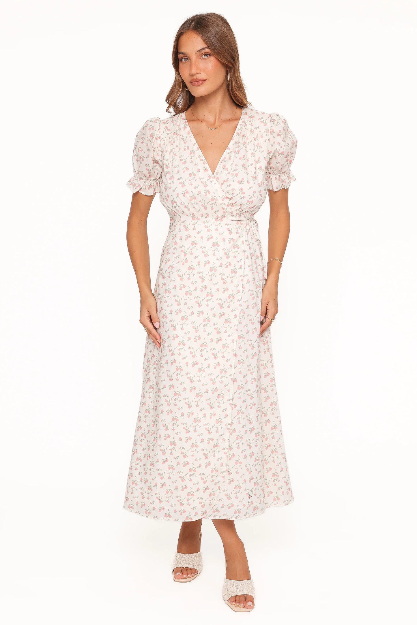 Mabella Midi Dress - Peach Ditsy Floral