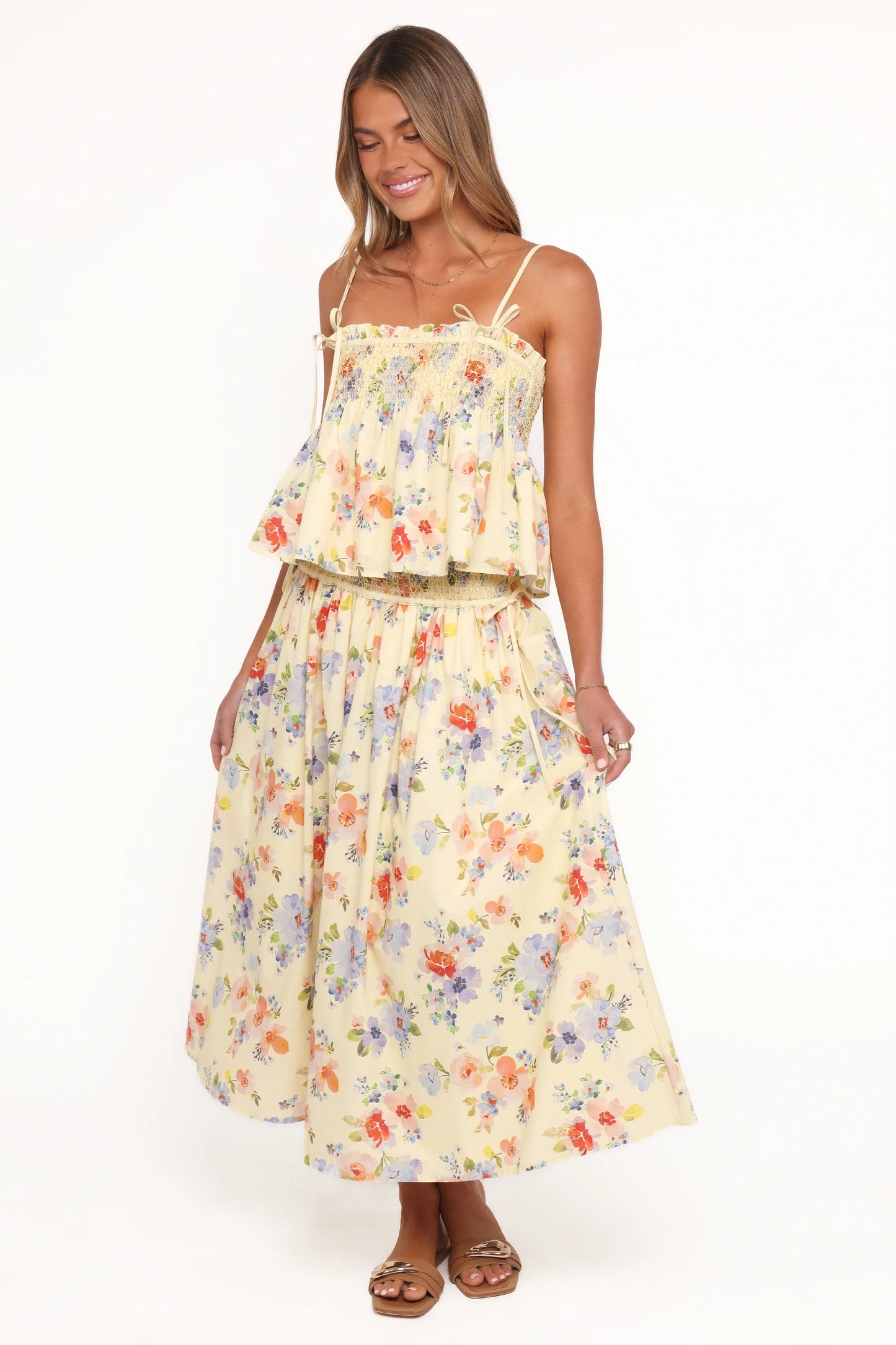 Cosima Baby Doll Top - Yellow Floral