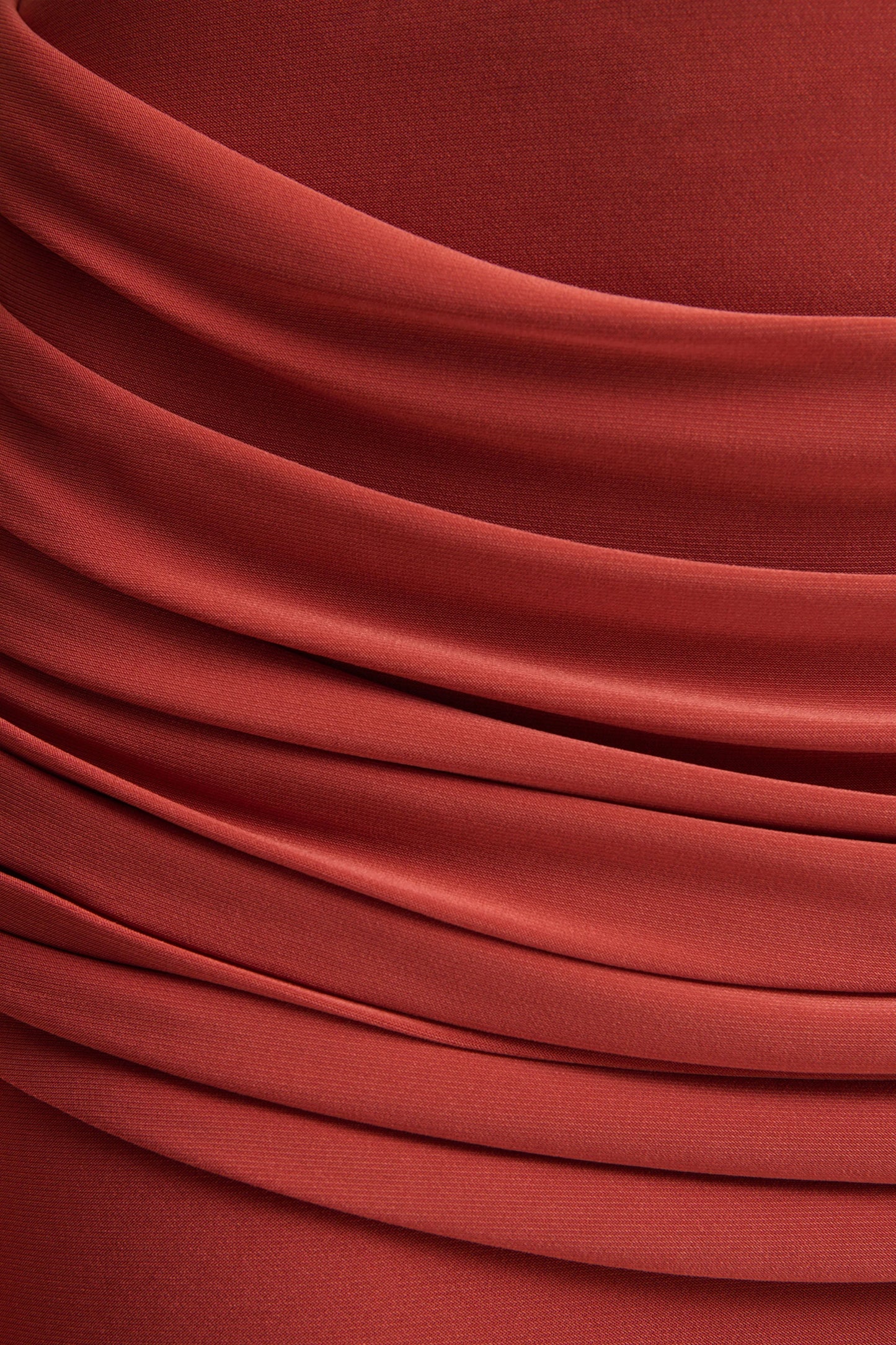 Graciella Rust Bandeau Maxi Dress With Draped Detailing And Scarf