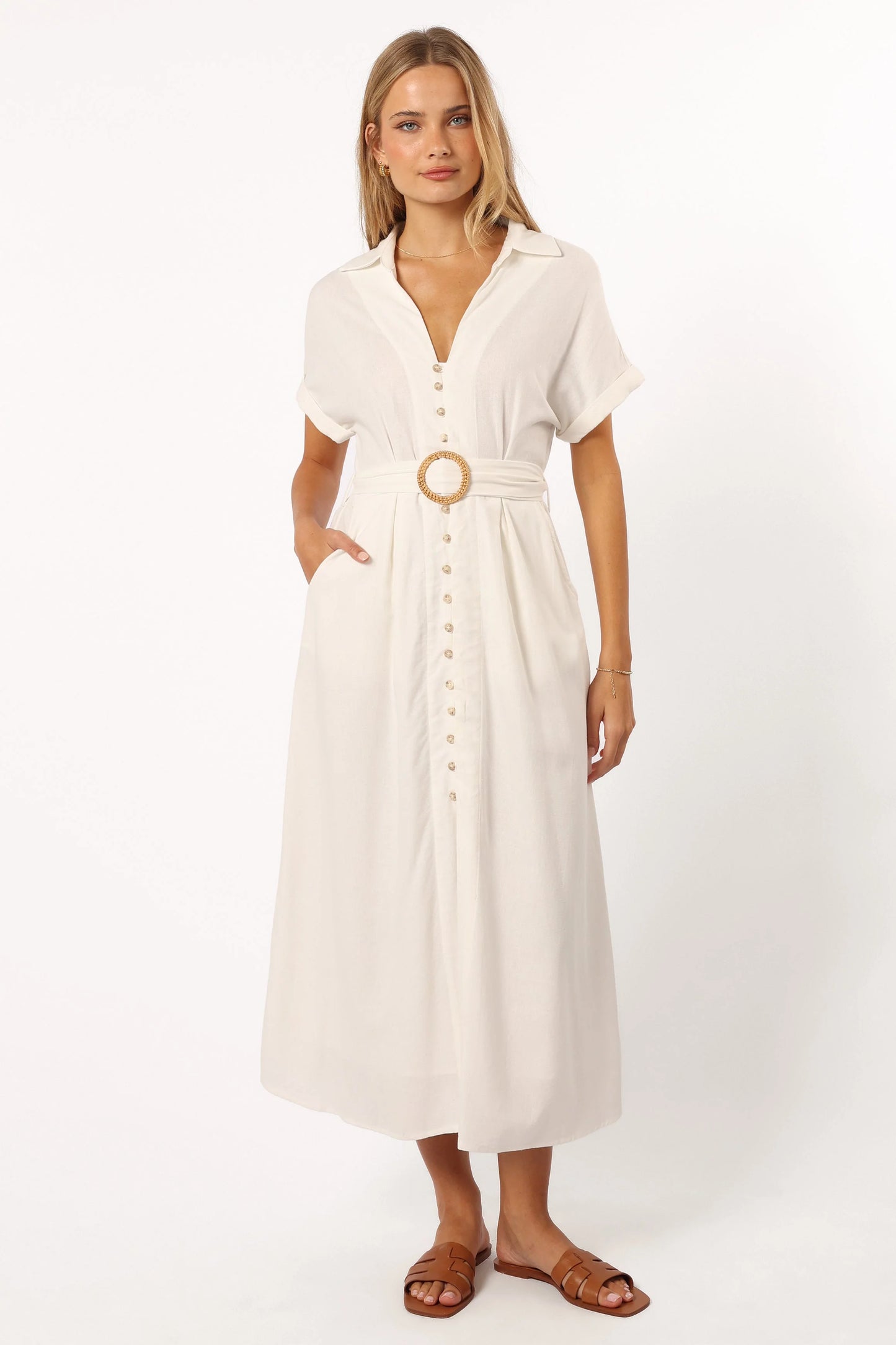 Orla Short Sleeve Midi Dress - Ivory