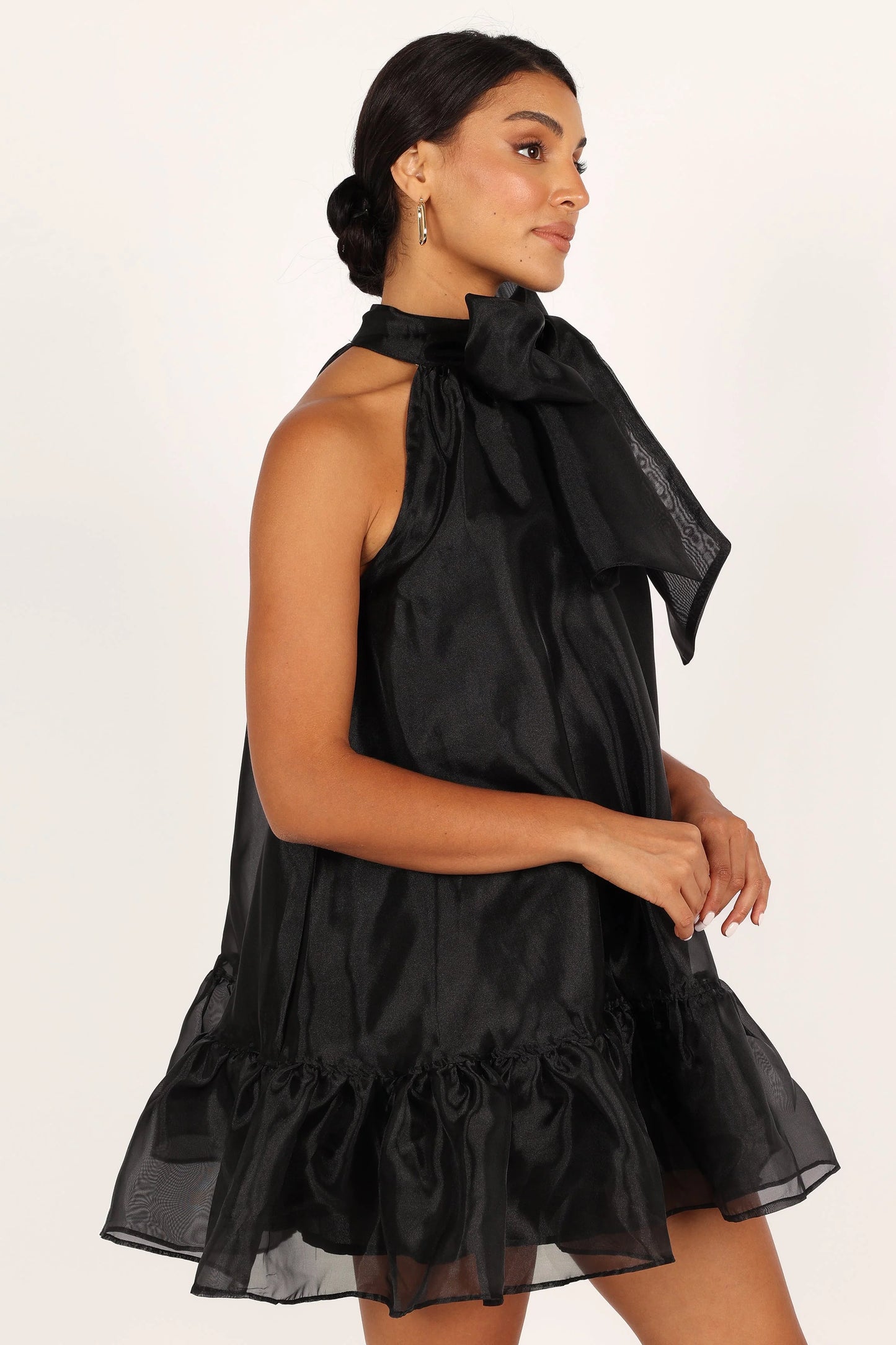 Sophia Bow Mini Dress - Black