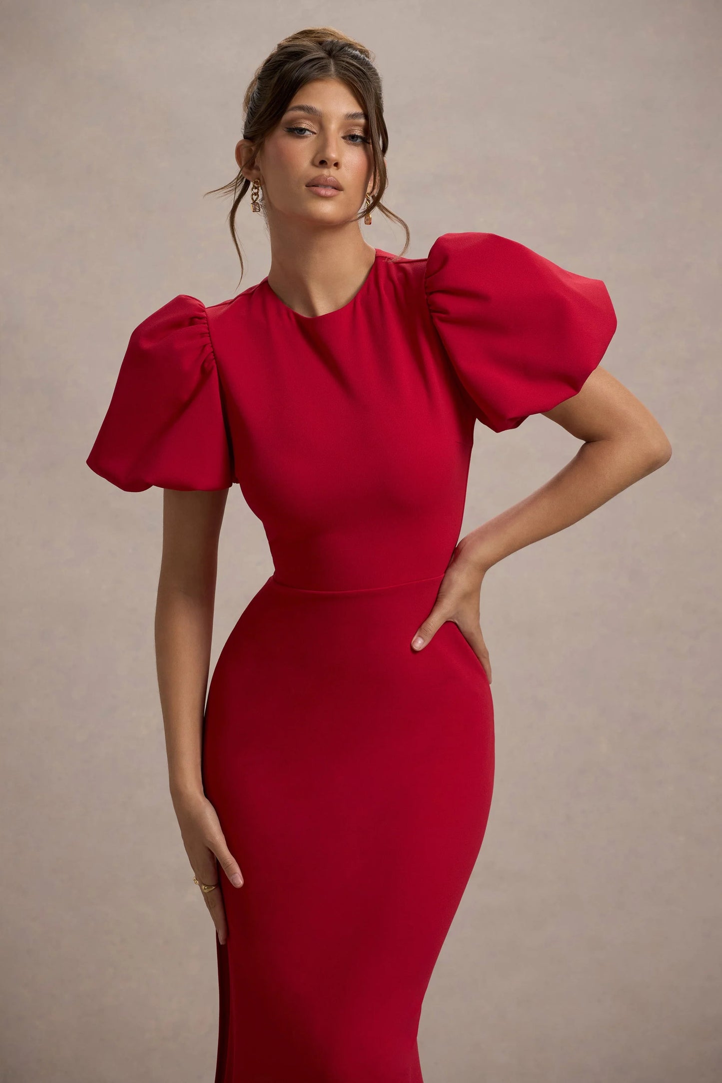 Love Letters Red Puff-Sleeve Maxi Dress
