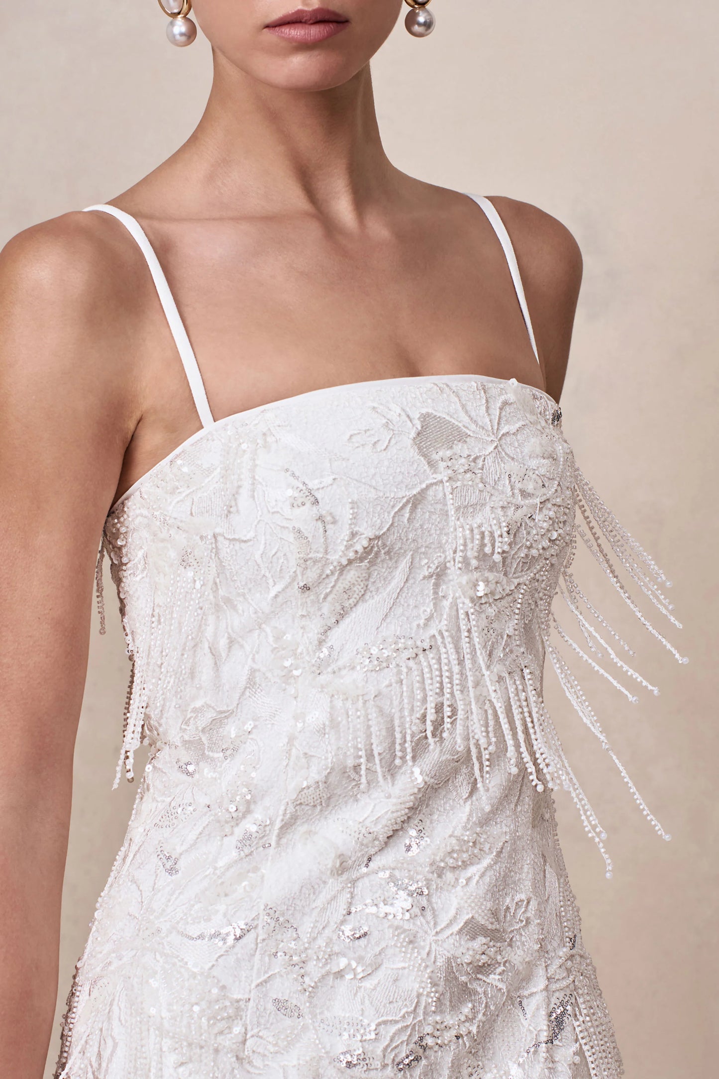 Paulina White Embellished Bandeau Mini Dress
