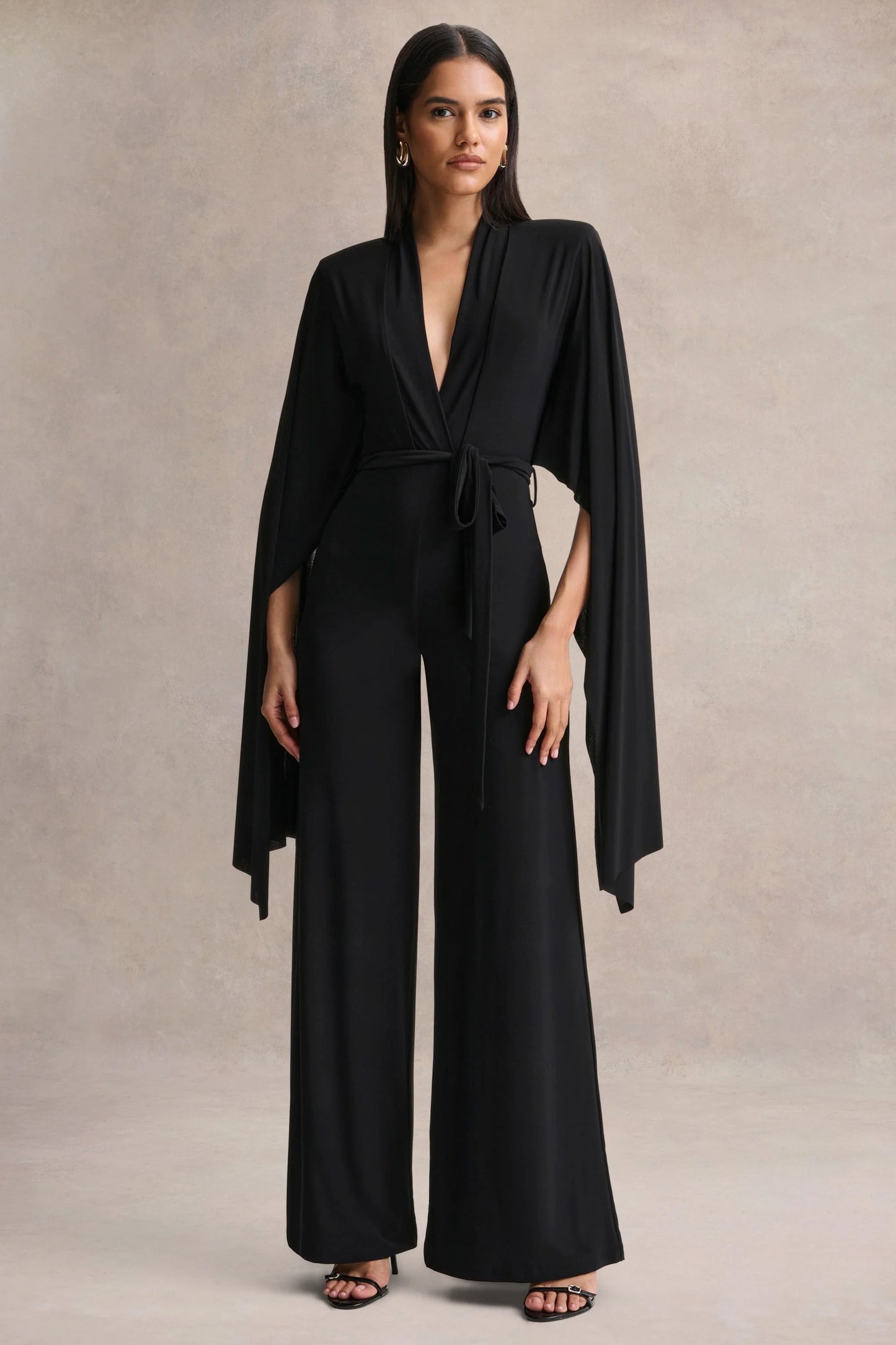 Laurina Black Plunge-Neck Jumpsuit