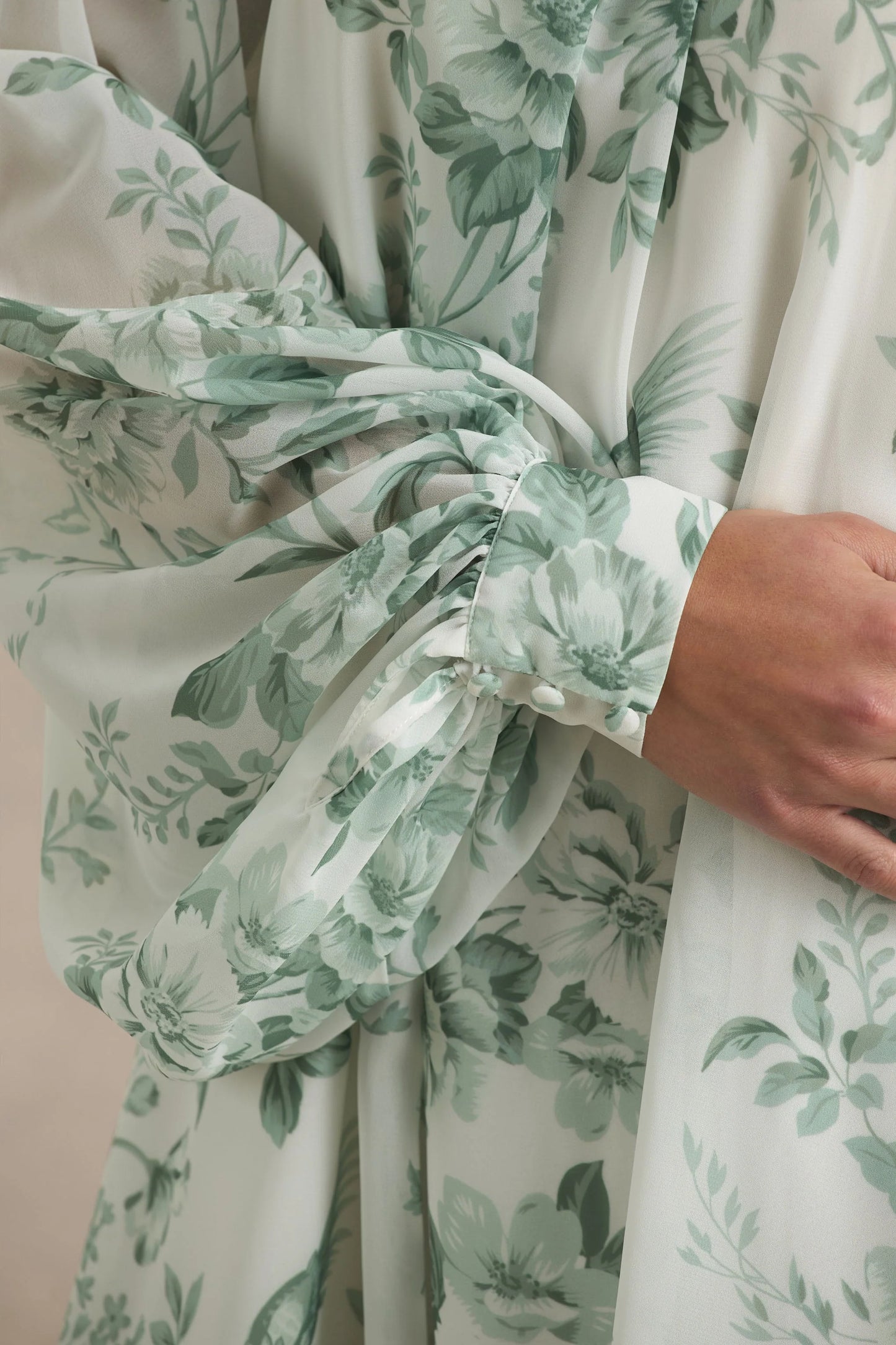 Delphia Green Floral Print High-Neck Maxi Dress