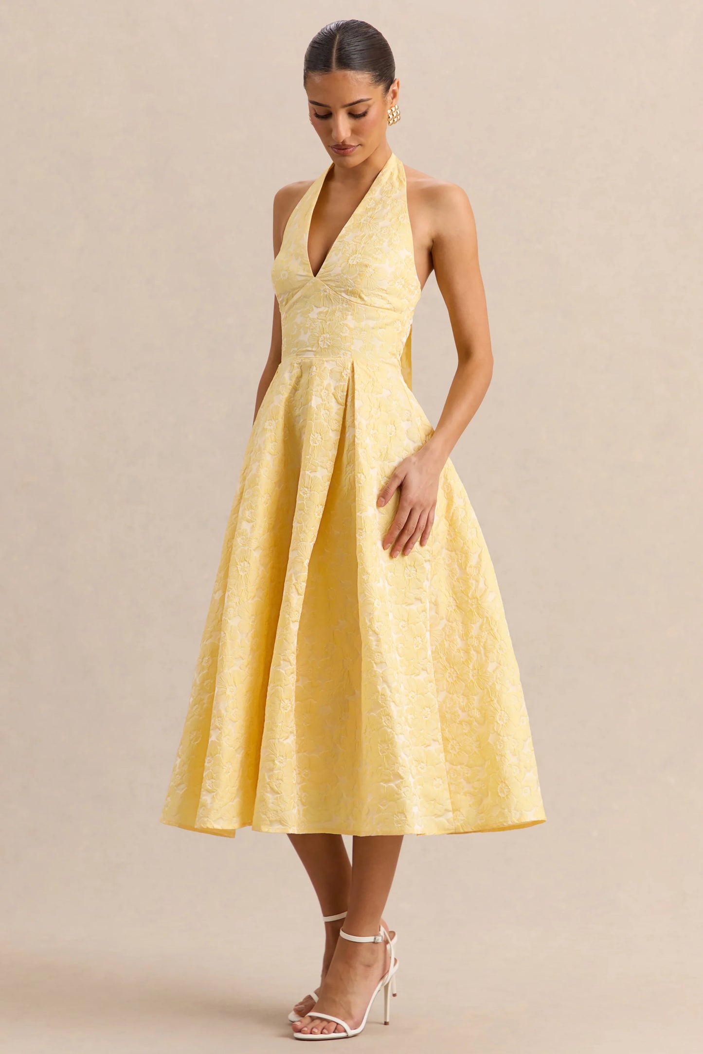 Nyomi Lemon Satin Halter-Neck Midi-Dress