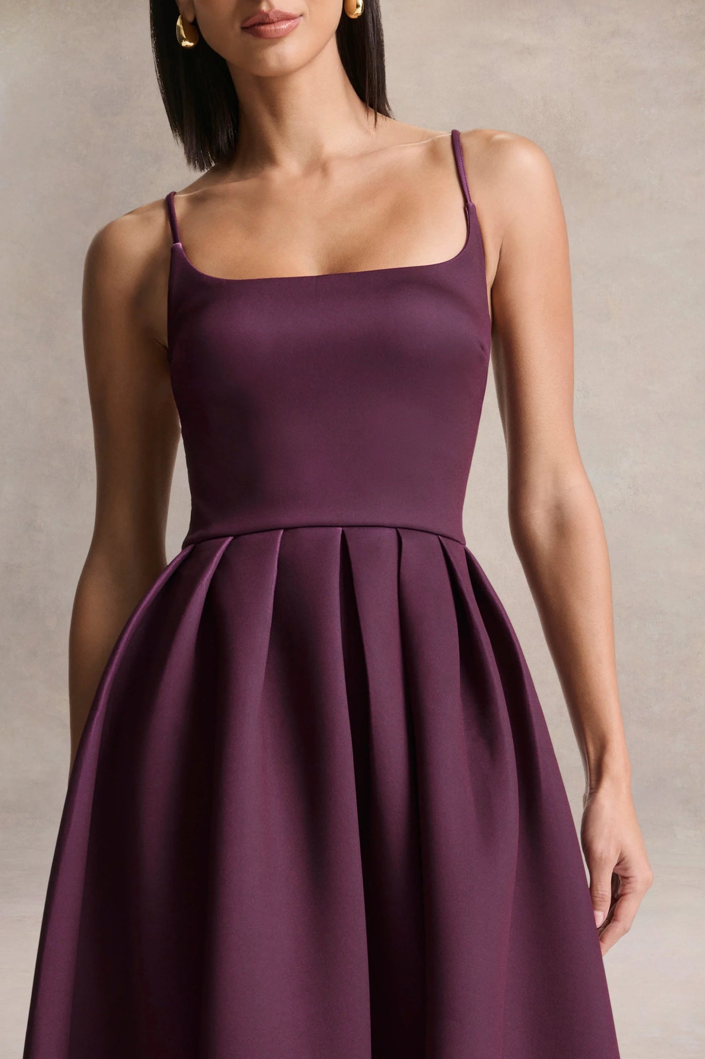 Jamila Plum Scoop-Neck Midi Dress