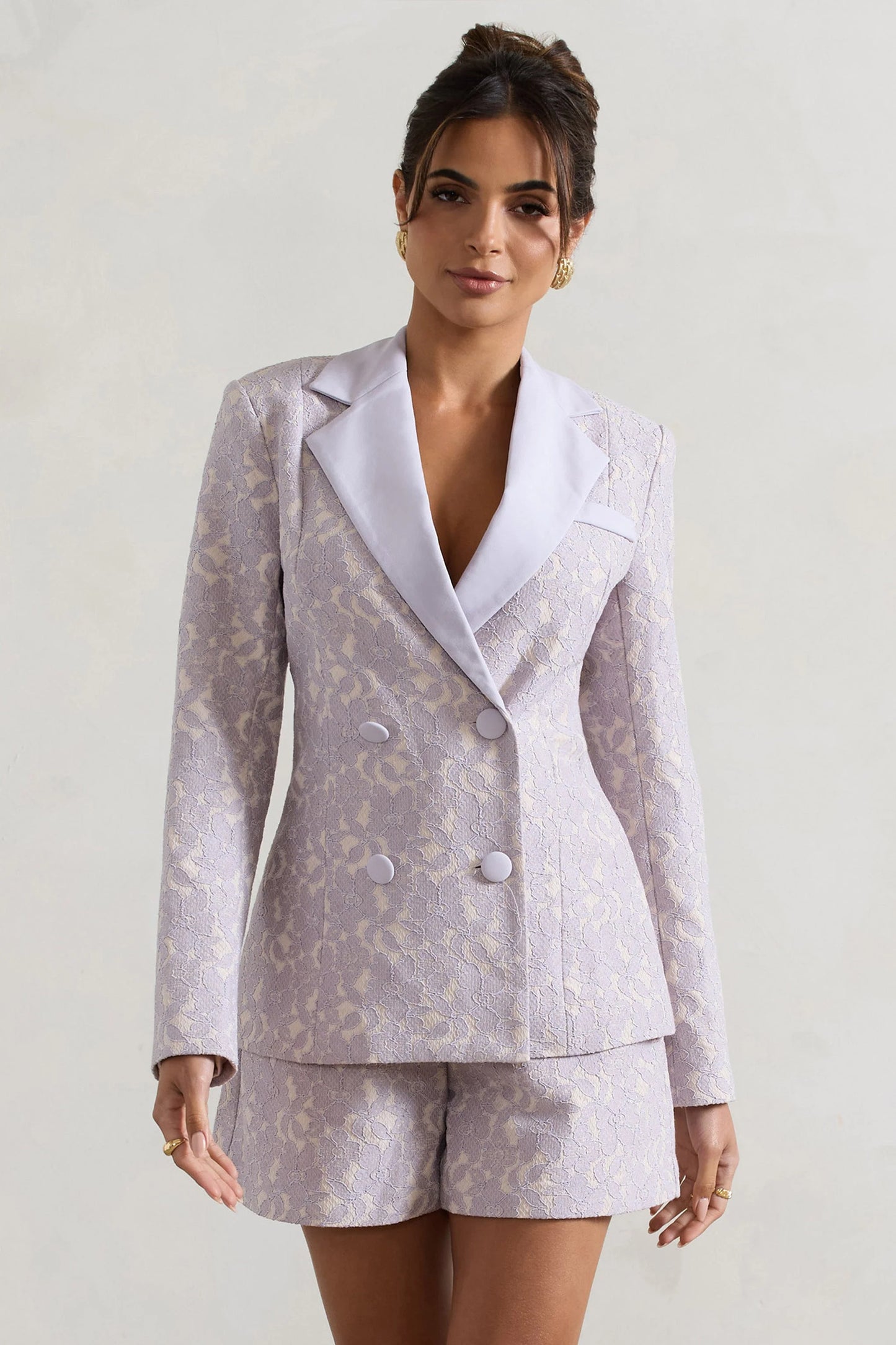 Kennedy Mauve Lace Tailored Blazer