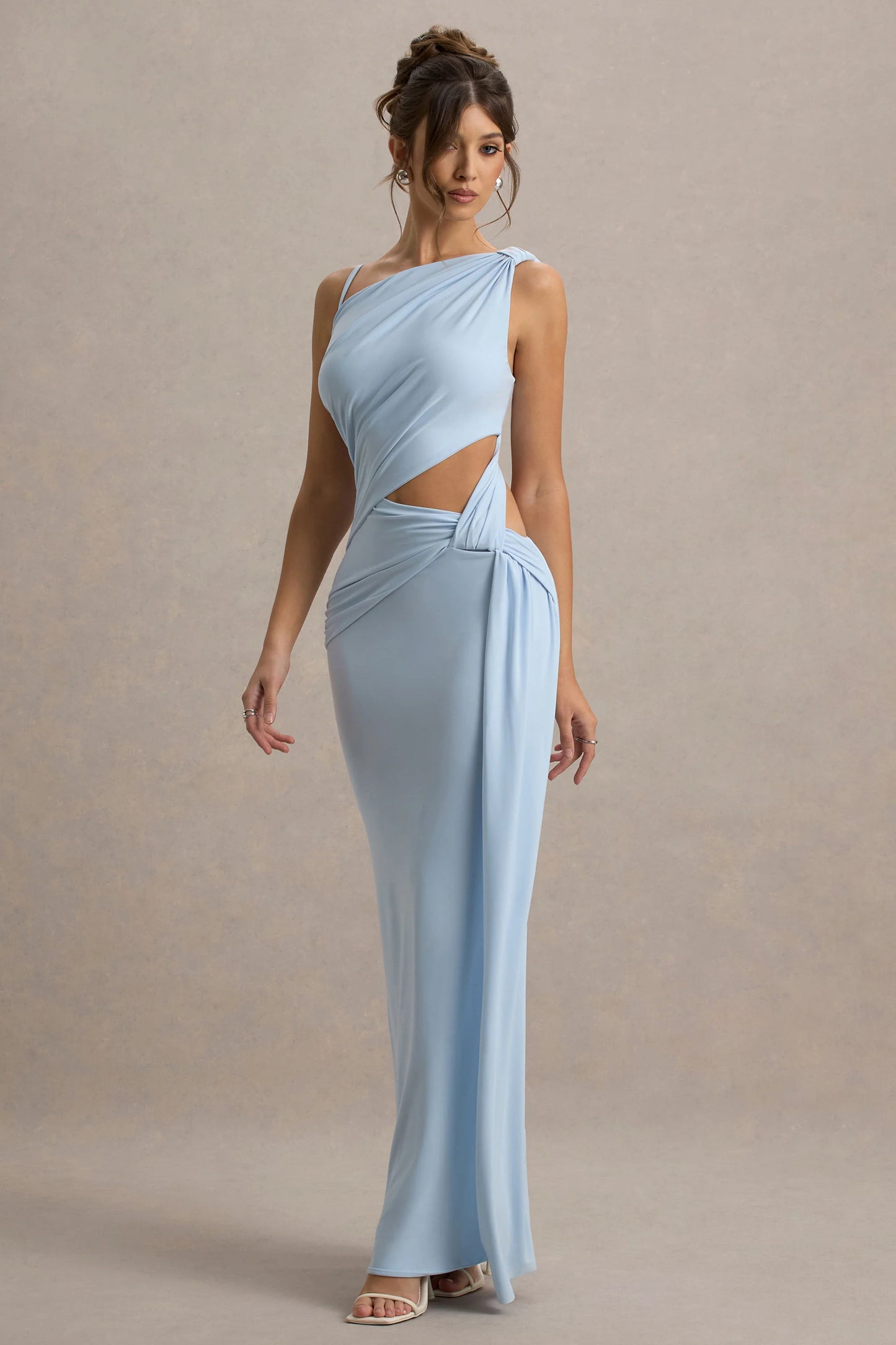 Storm Powder Blue Asymmetric Maxi Dress With Cut-Out Details