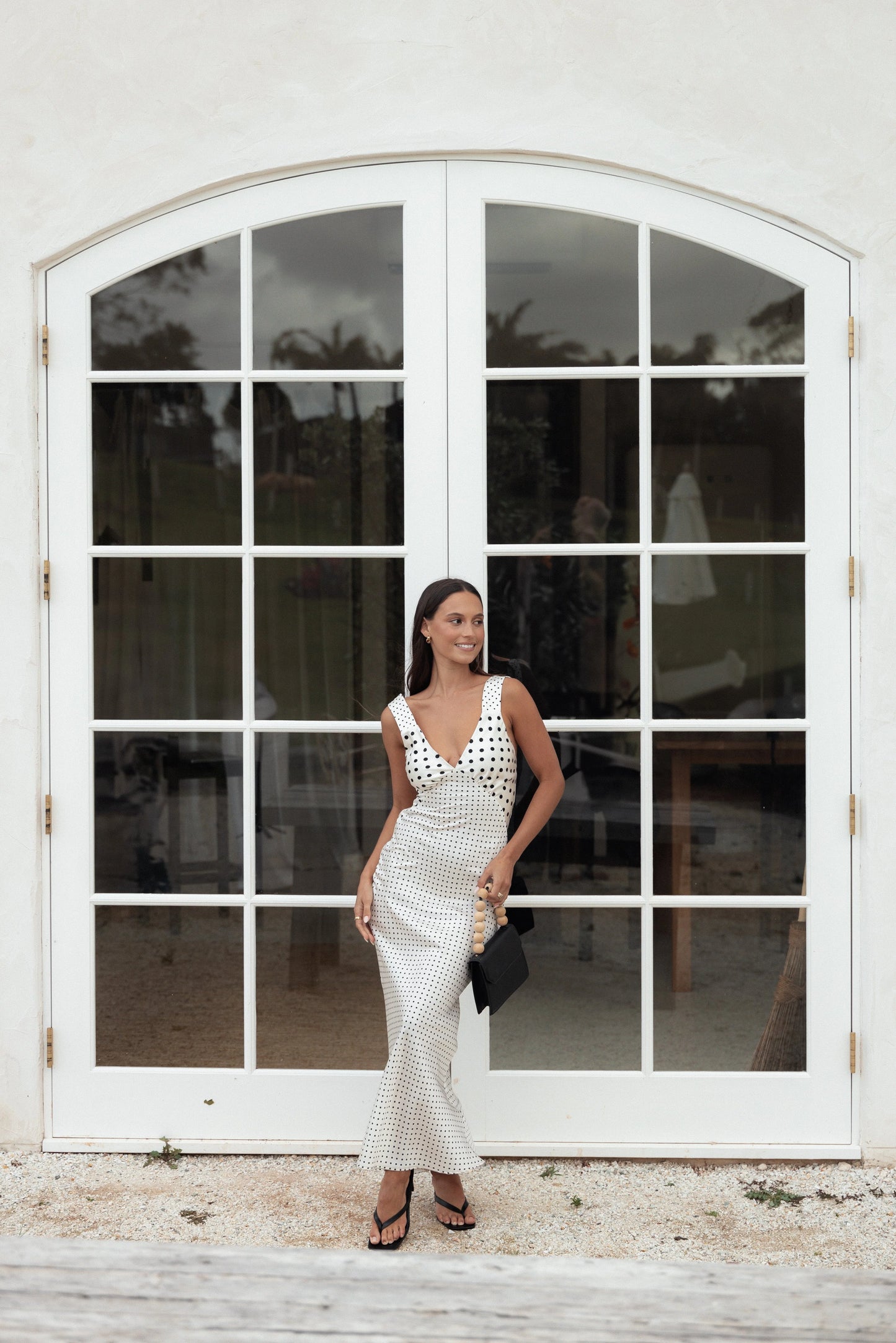 Lizza Maxi Dress - White Polkadot