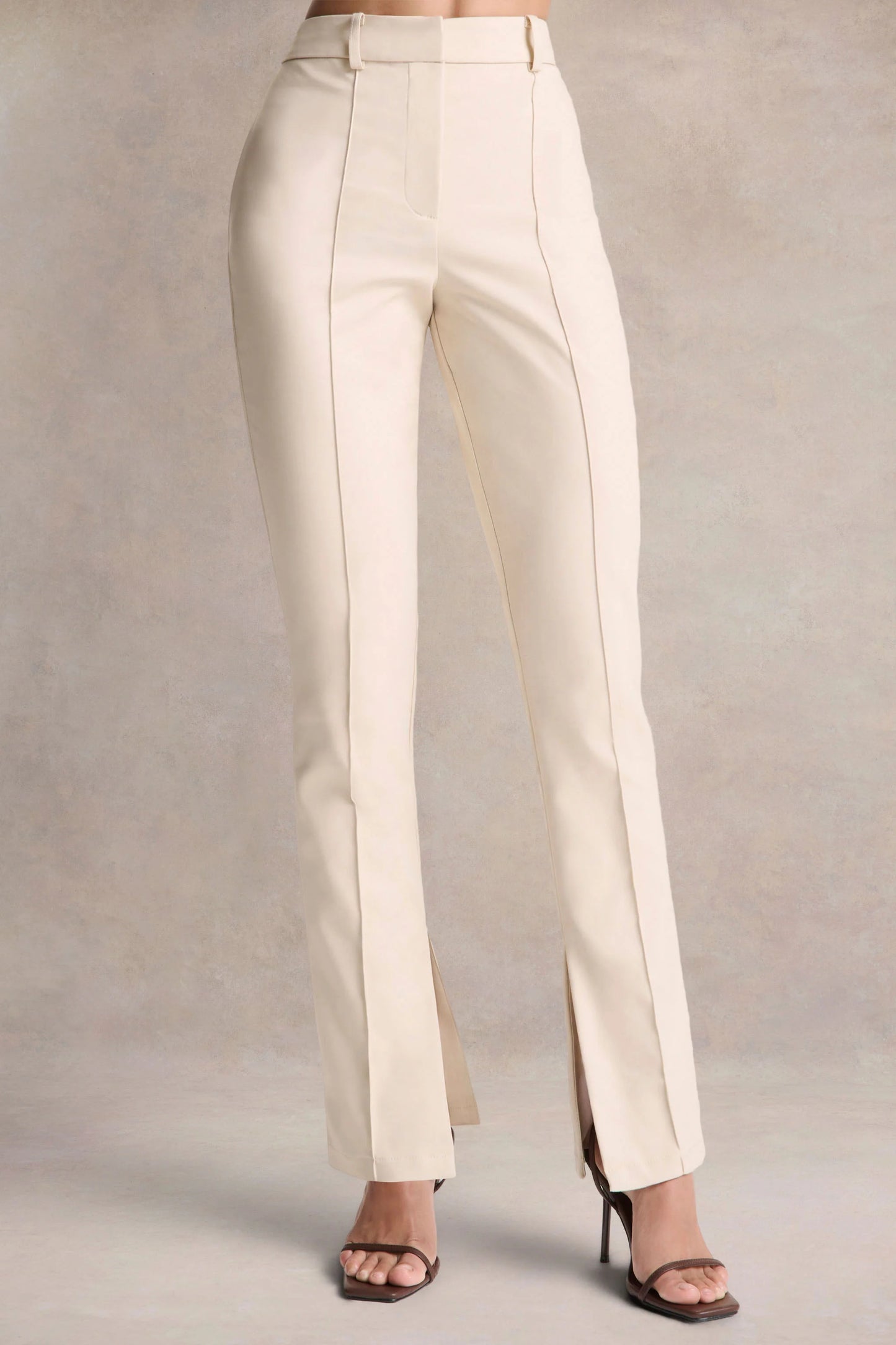 Wonder Woman Cream High Waist Tailored Trousers With Hem Split