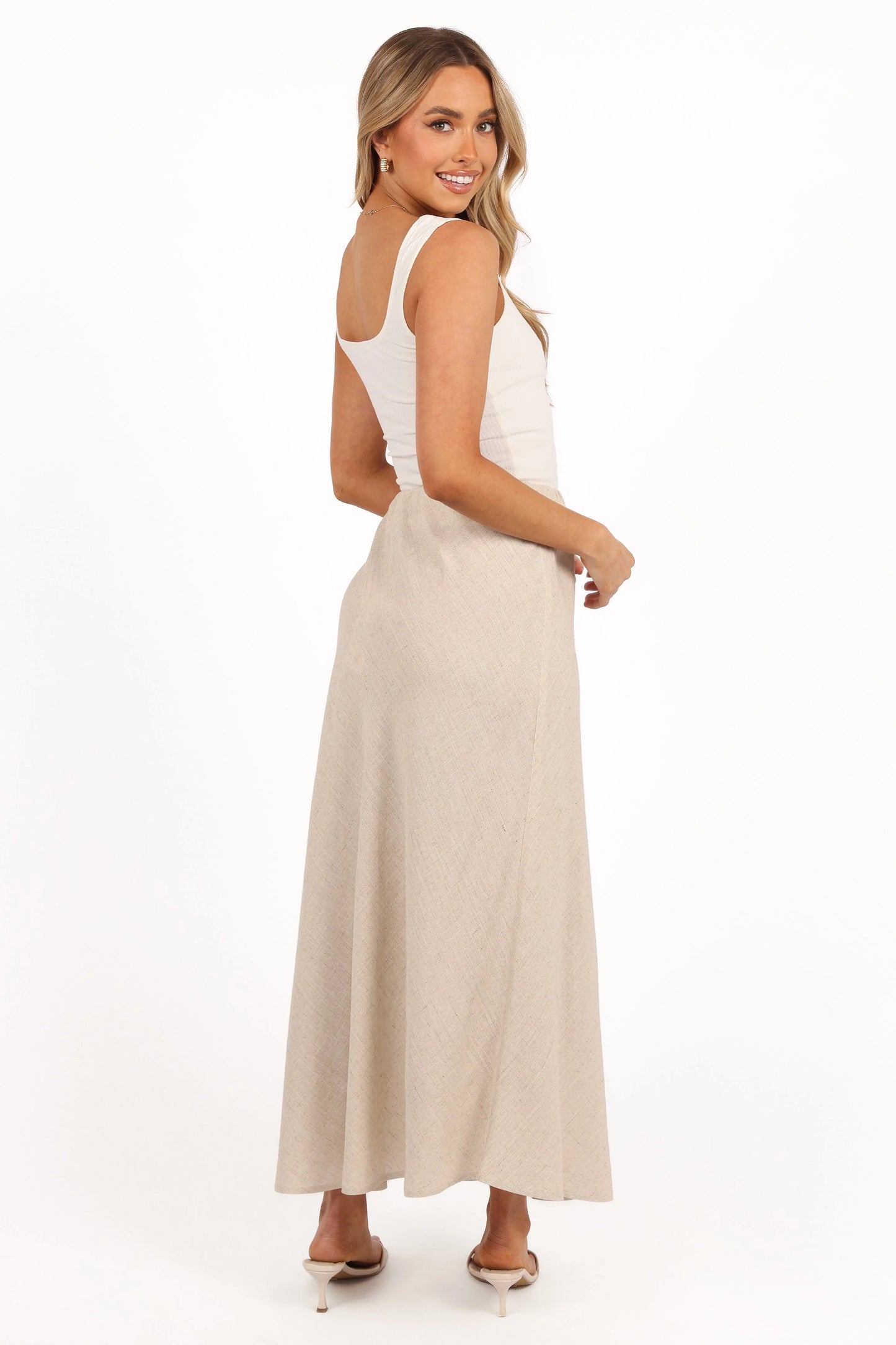 Alex Linen Midi Skirt - Oatmeal