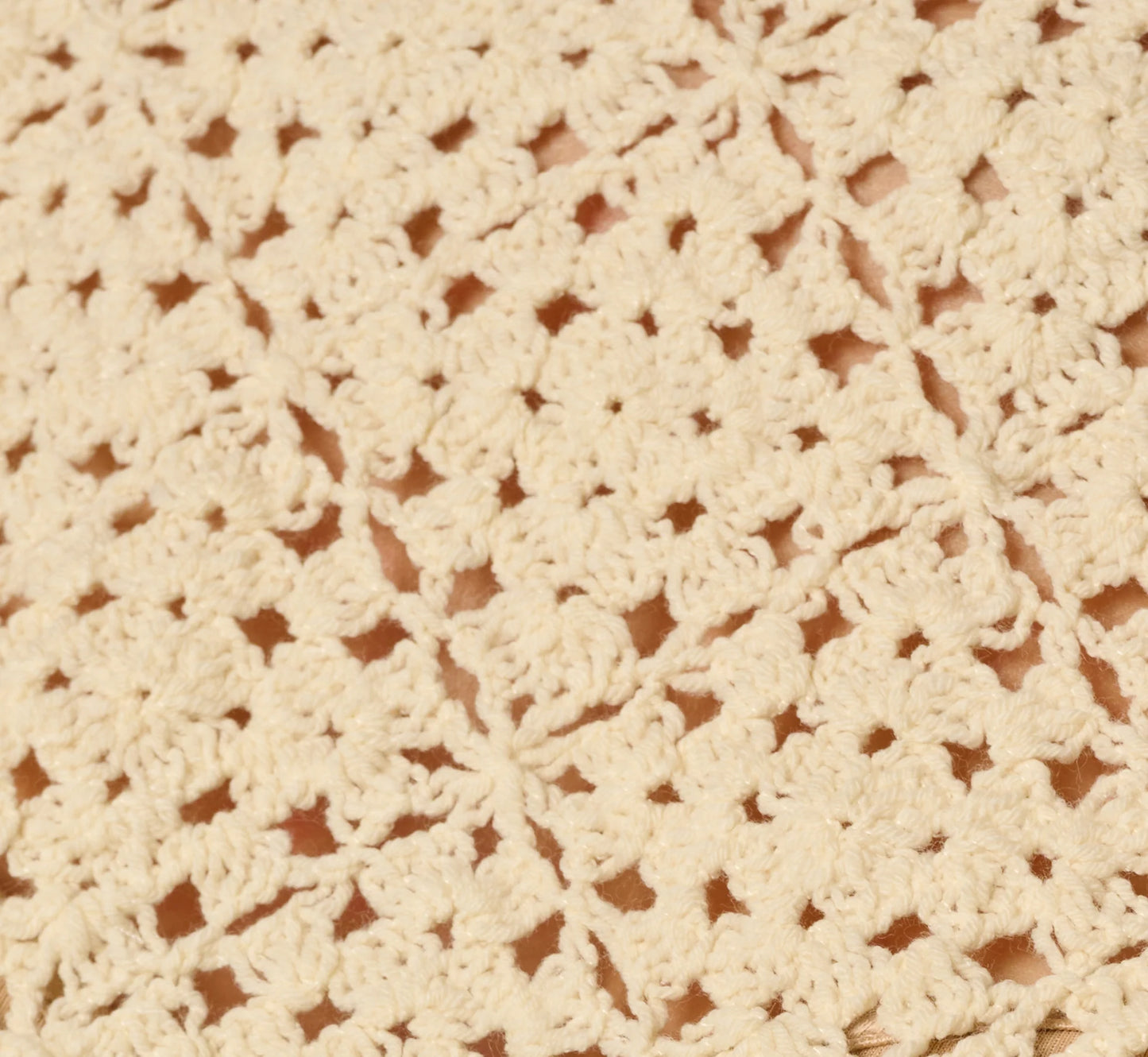 Short Sleeve Open Crochet Top In Cream