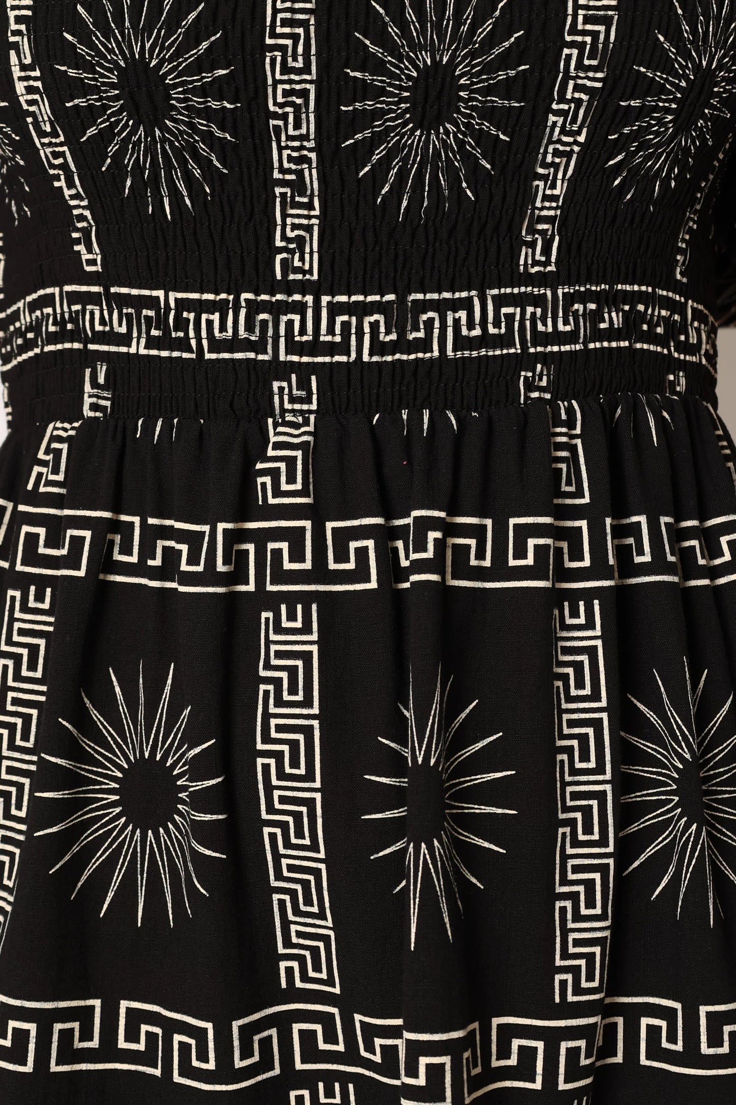 Soliel Puff Sleeve Midi Dress - Black Tan