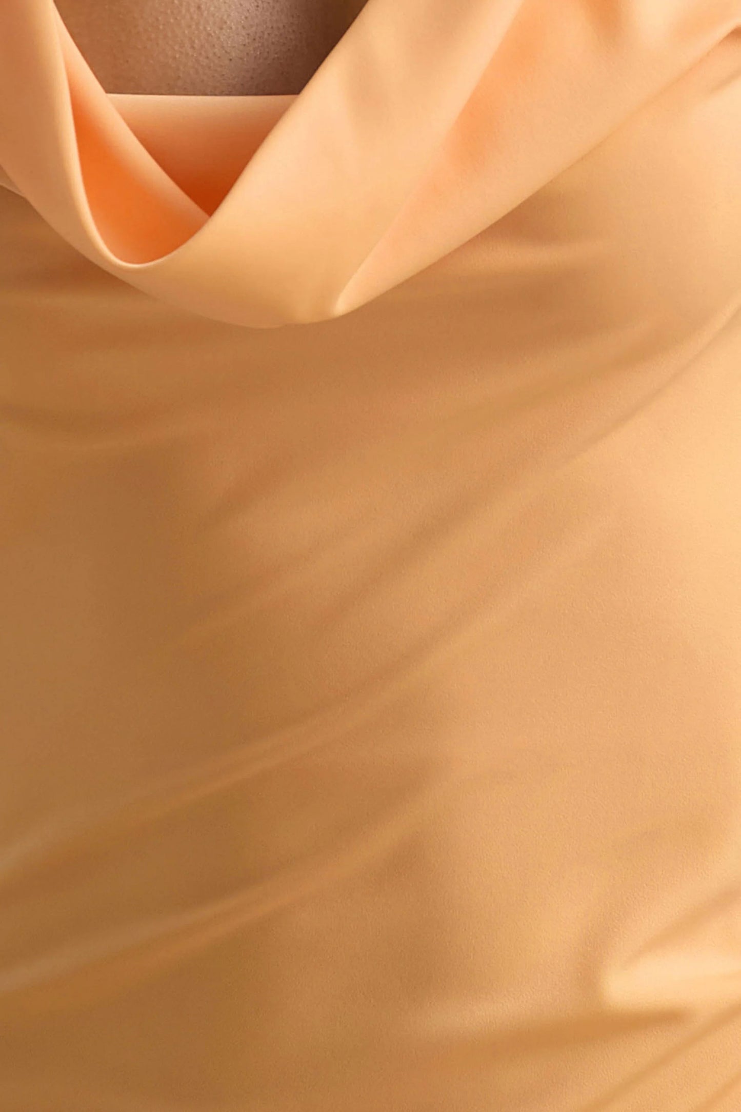 Alesso Peach Satin Cowl-Neck Slip-Maxi Dress