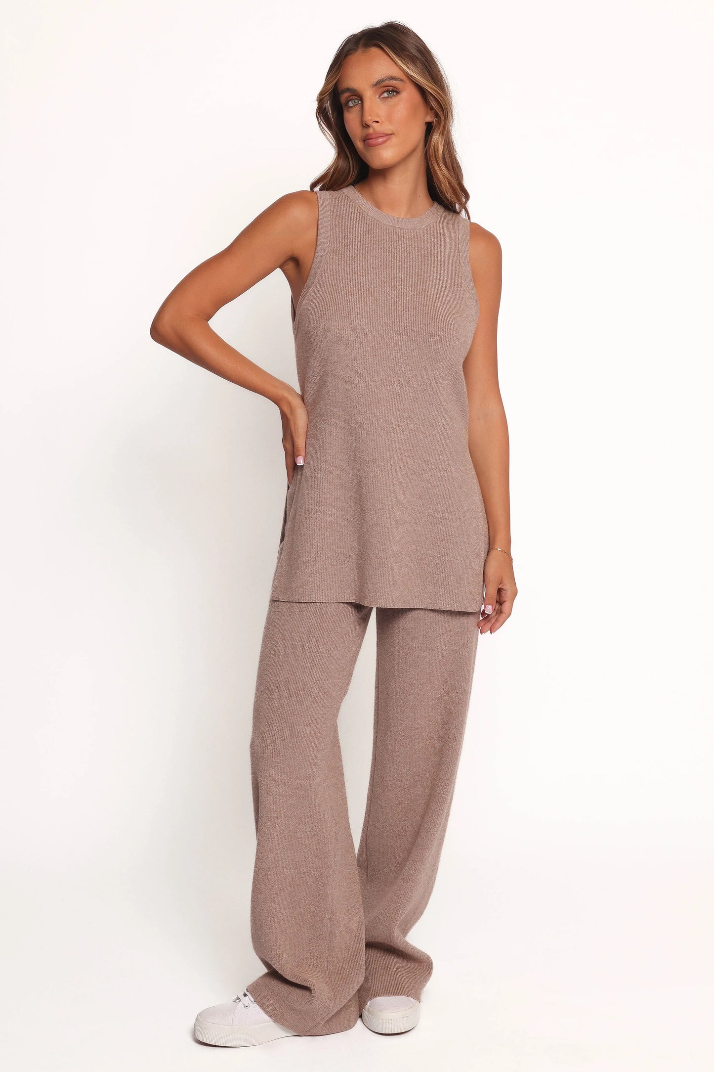 Ellory Knitted Pant Set - Taupe Marle