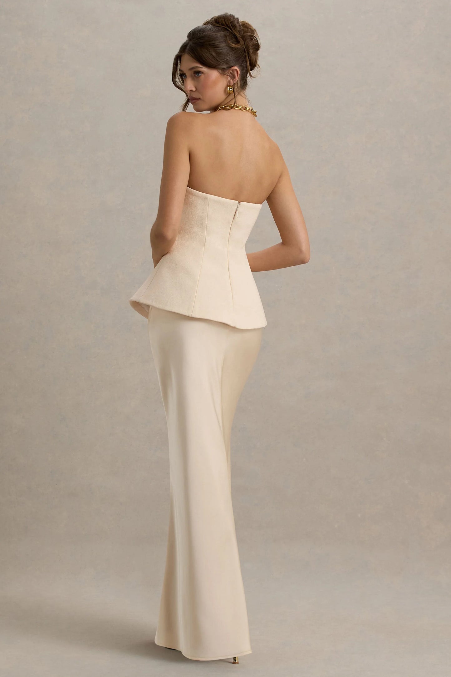 Ohio Champagne Strapless Corset Maxi Dress