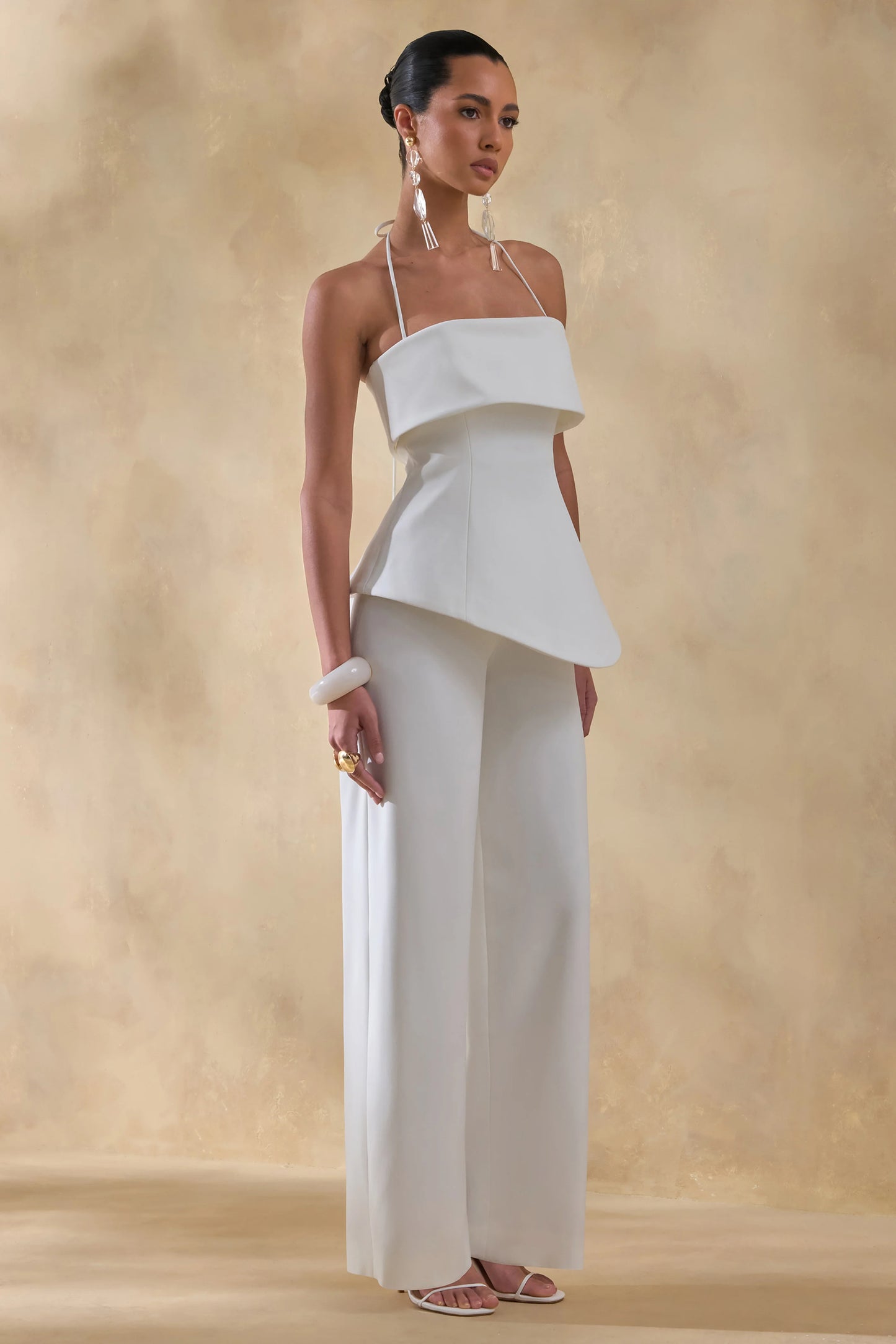 Zura White Square-Neck Jumpsuit
