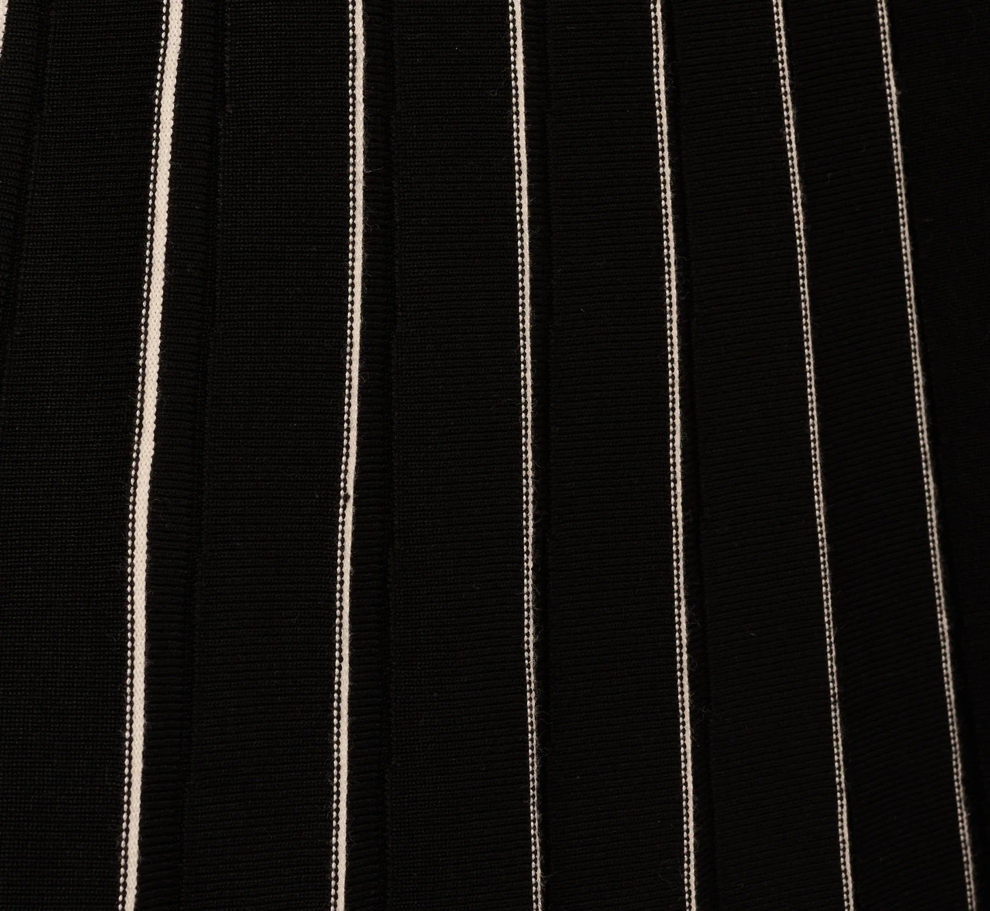 Pleated Pinstriped Knit Midi Skirt In Black Cream