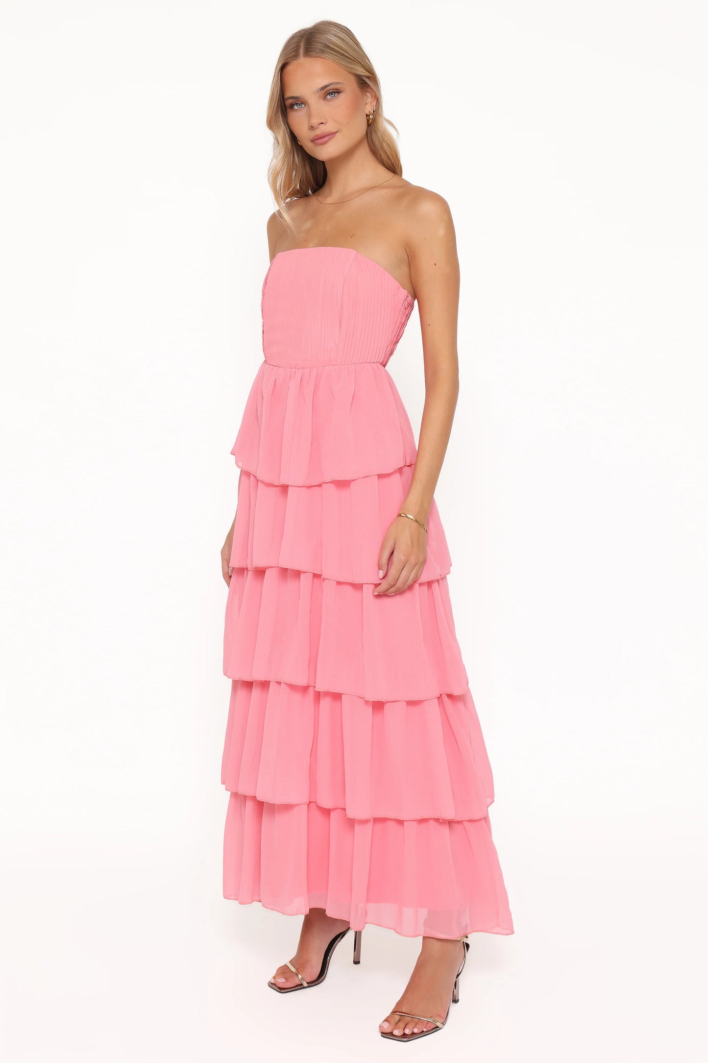 Peachester Strapless Maxi Dress - Coral