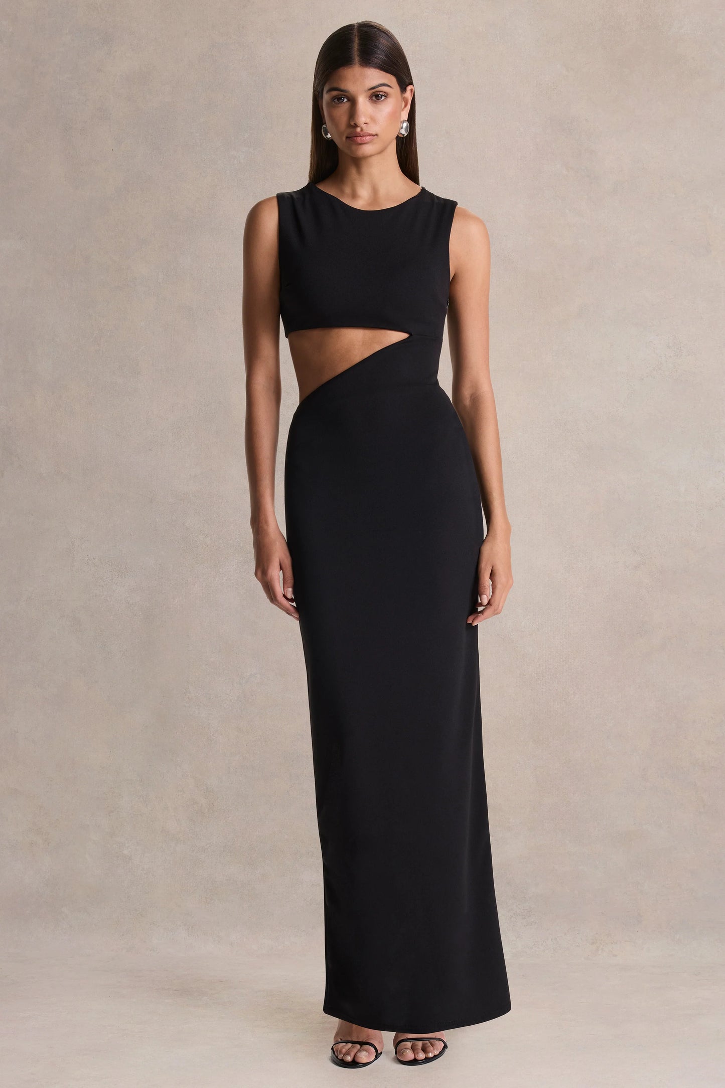 Roseth Black High-Neck Maxi Dress With Removable Cape