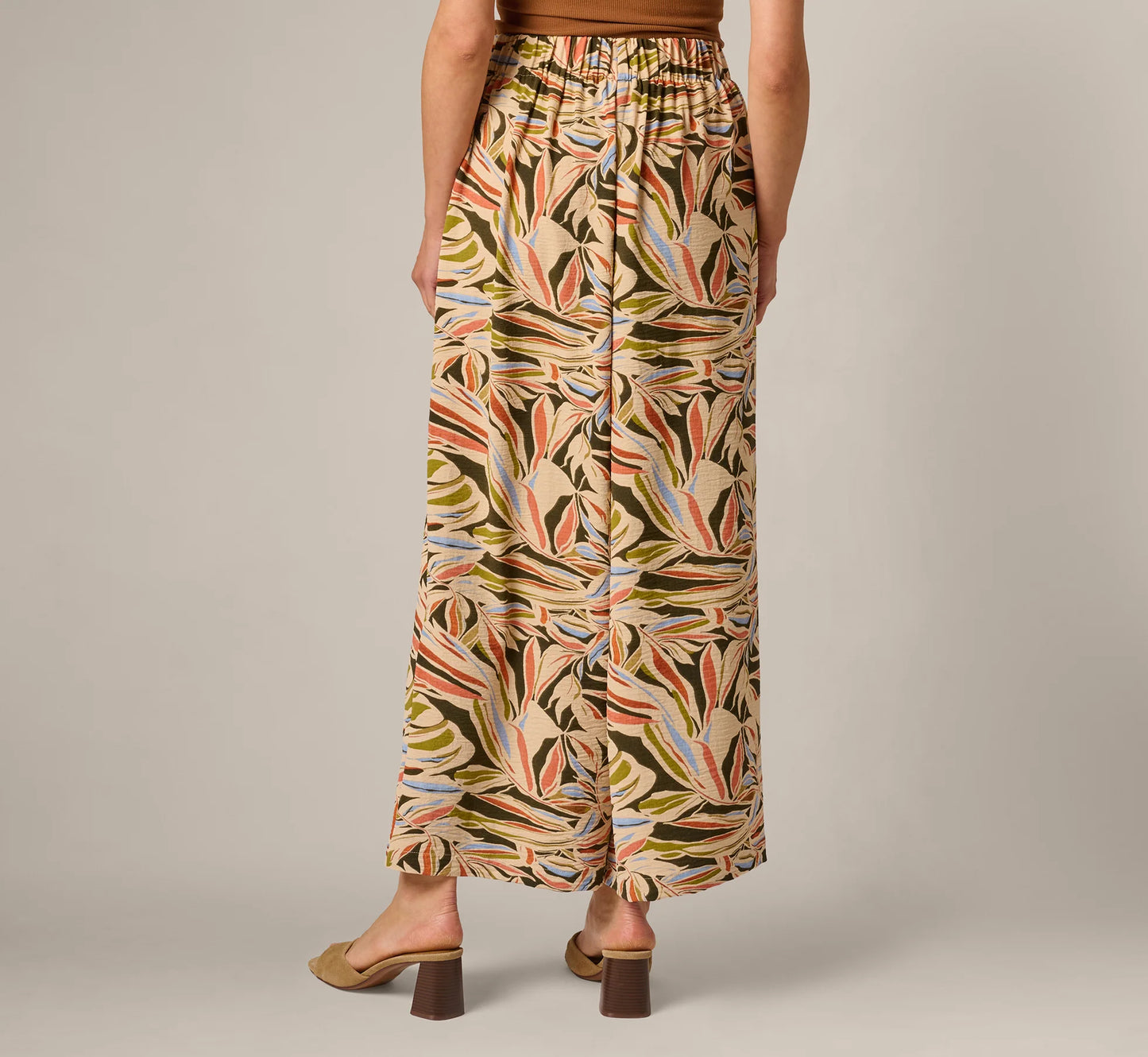 Wide Leg Airflow Crinkle Pant In Watercolor Leaf