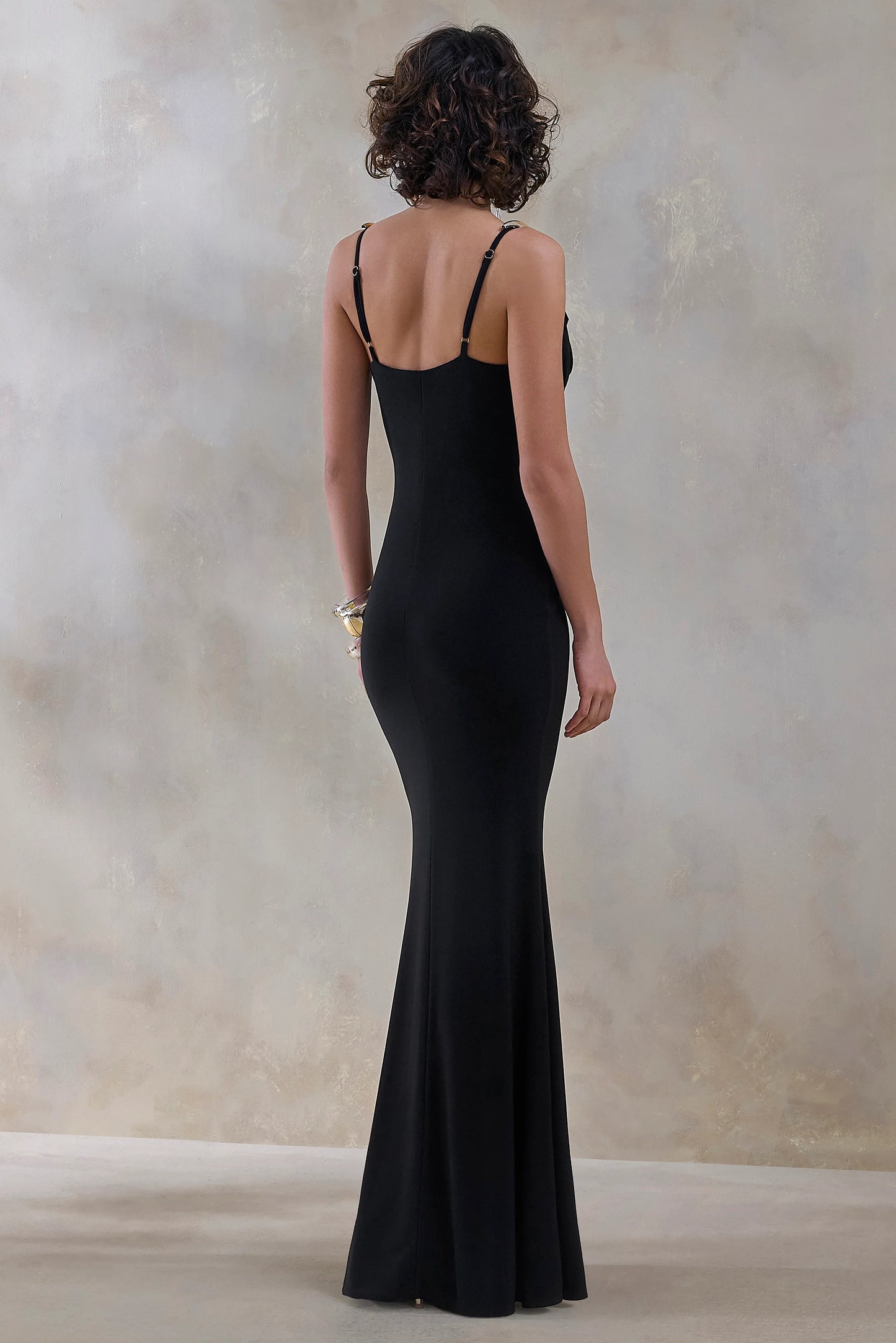 Iridessa Black Plunge-Neck Maxi Dress