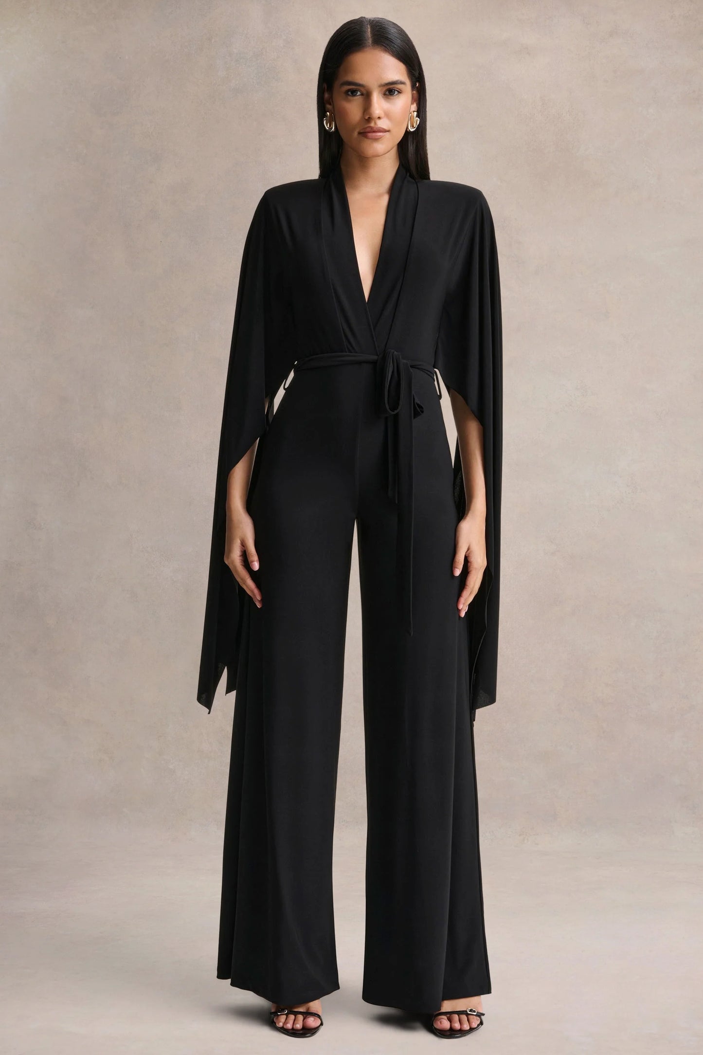 Laurina Black Plunge-Neck Jumpsuit
