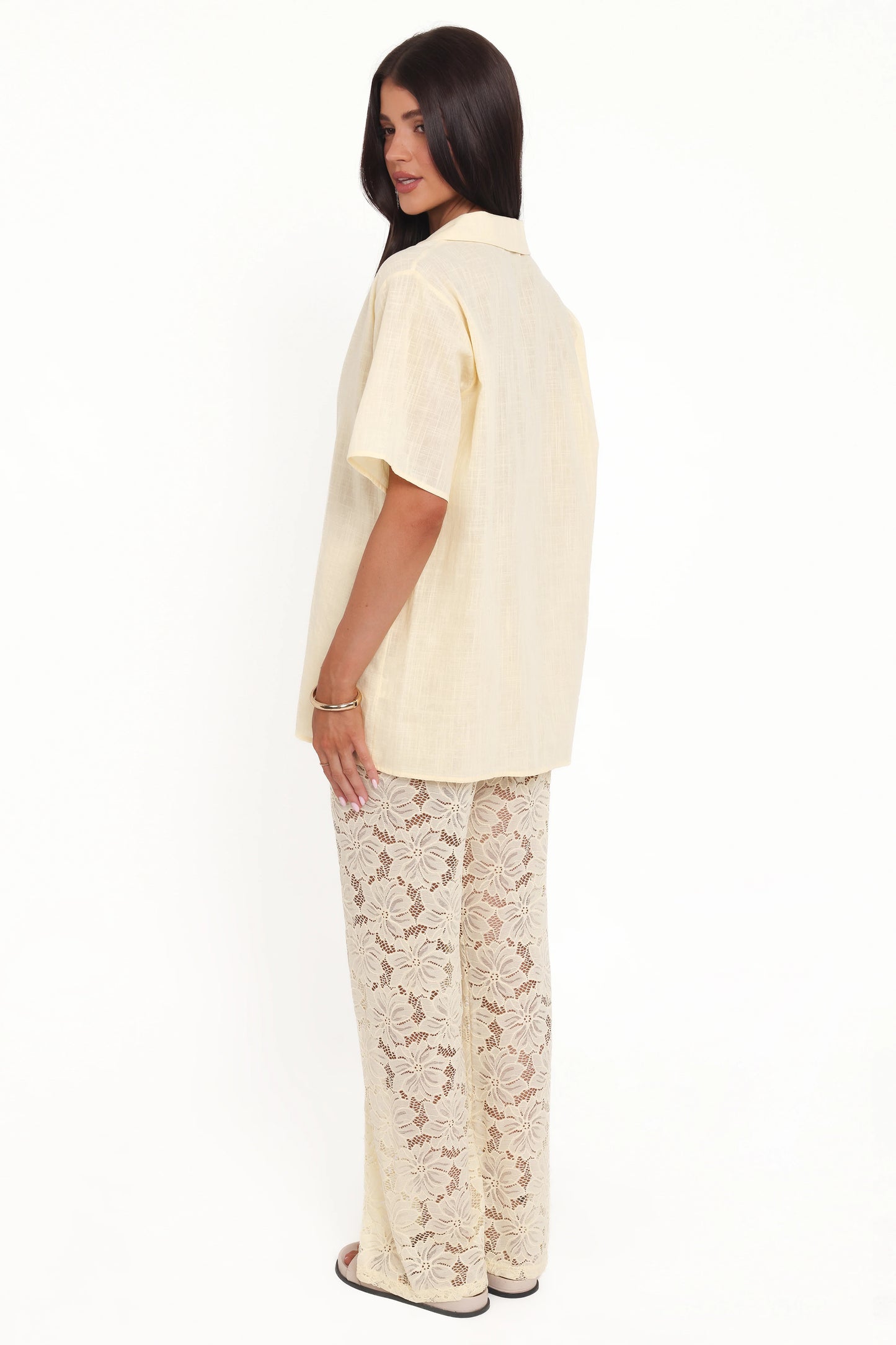 Mindy Lace Pant Set - Yellow
