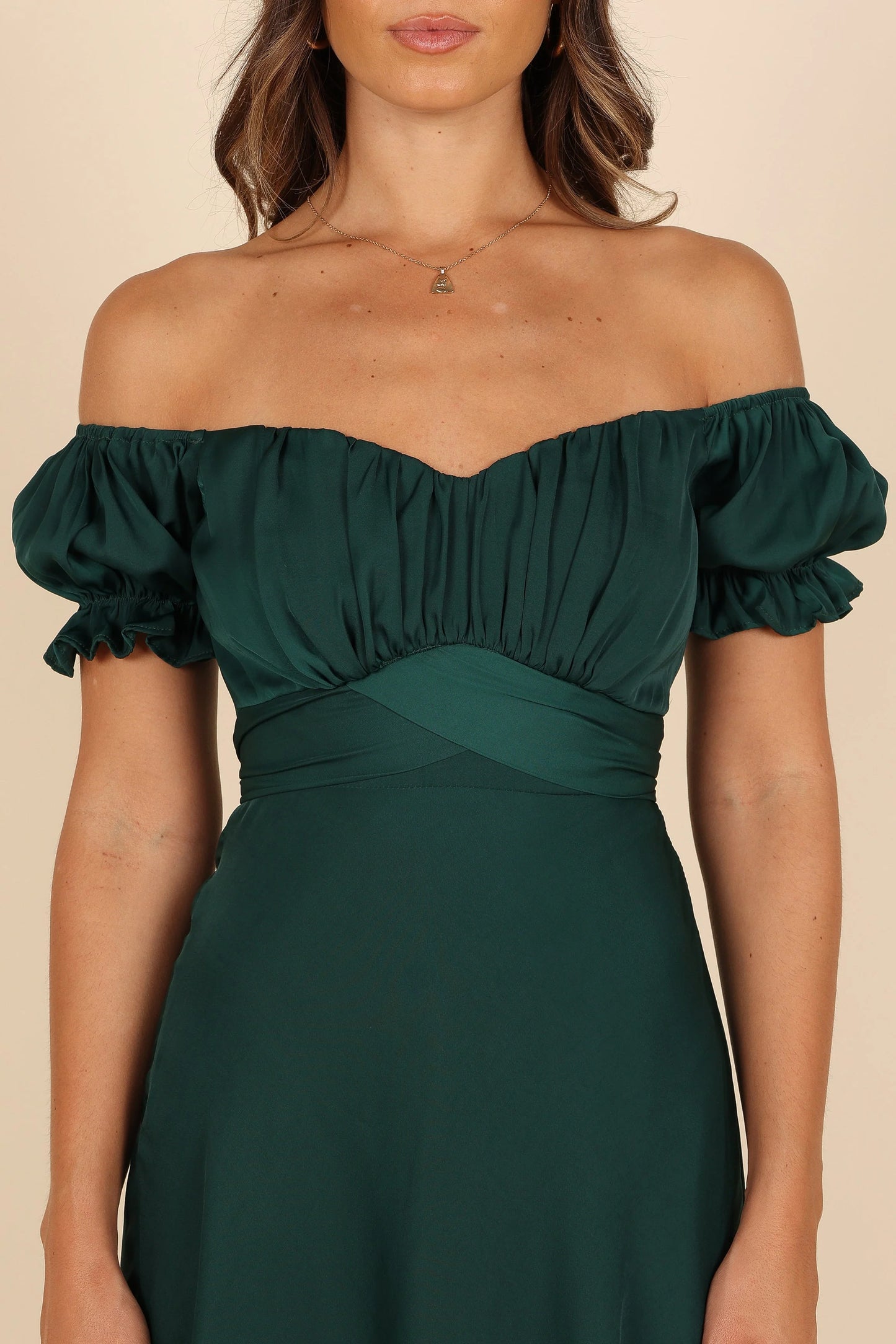 Mickenna Sweetheart Frill Midi Dress - Emerald
