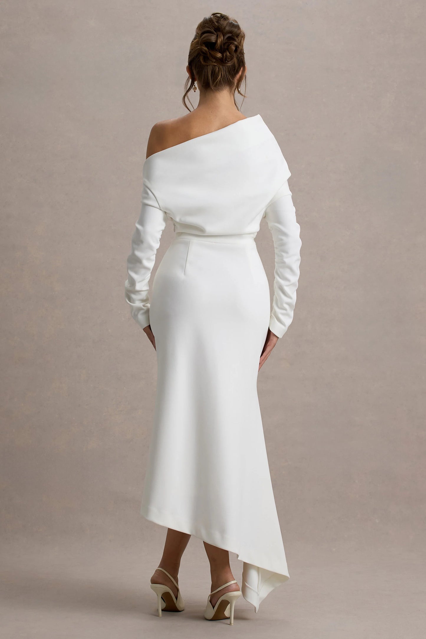Lou White One-Shoulder Asymmetric Maxi Dress