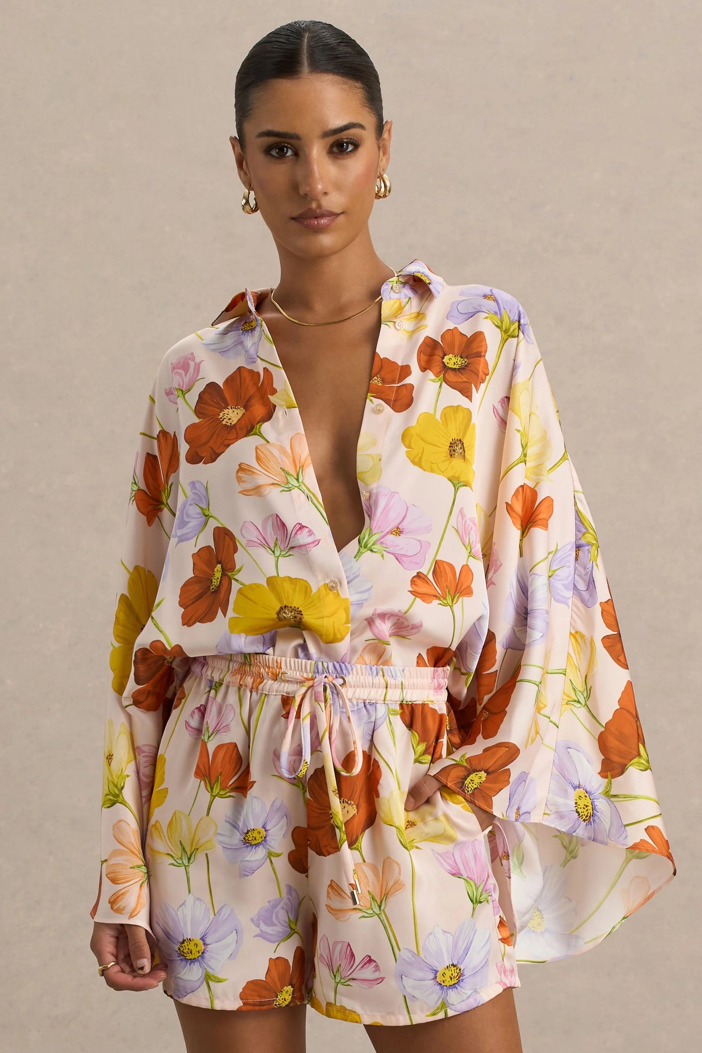 Lolite Bright Floral Print Long-Sleeve Shirt