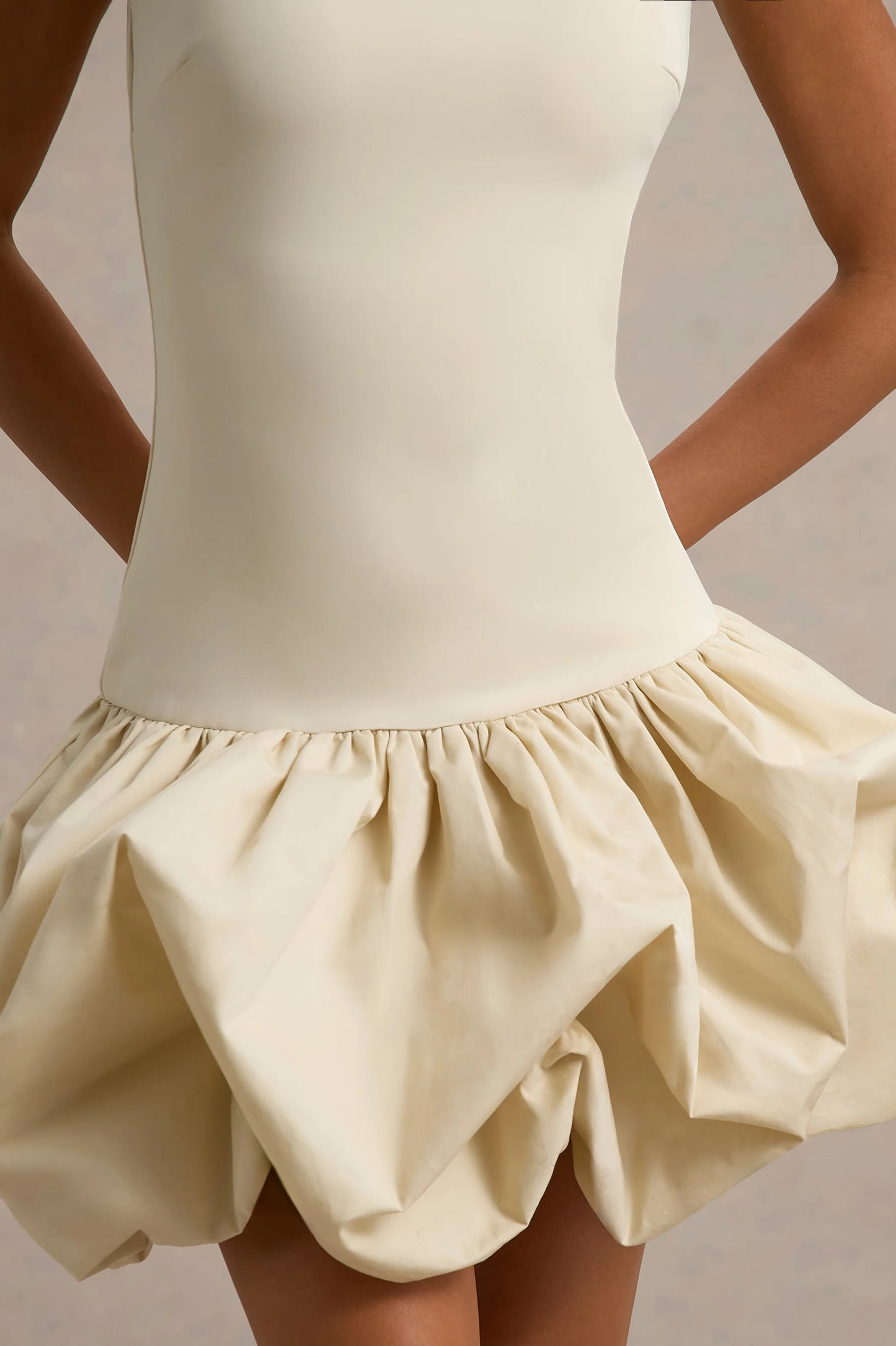 Tamie Stone Boat-Neck Ruffled Mini Dress