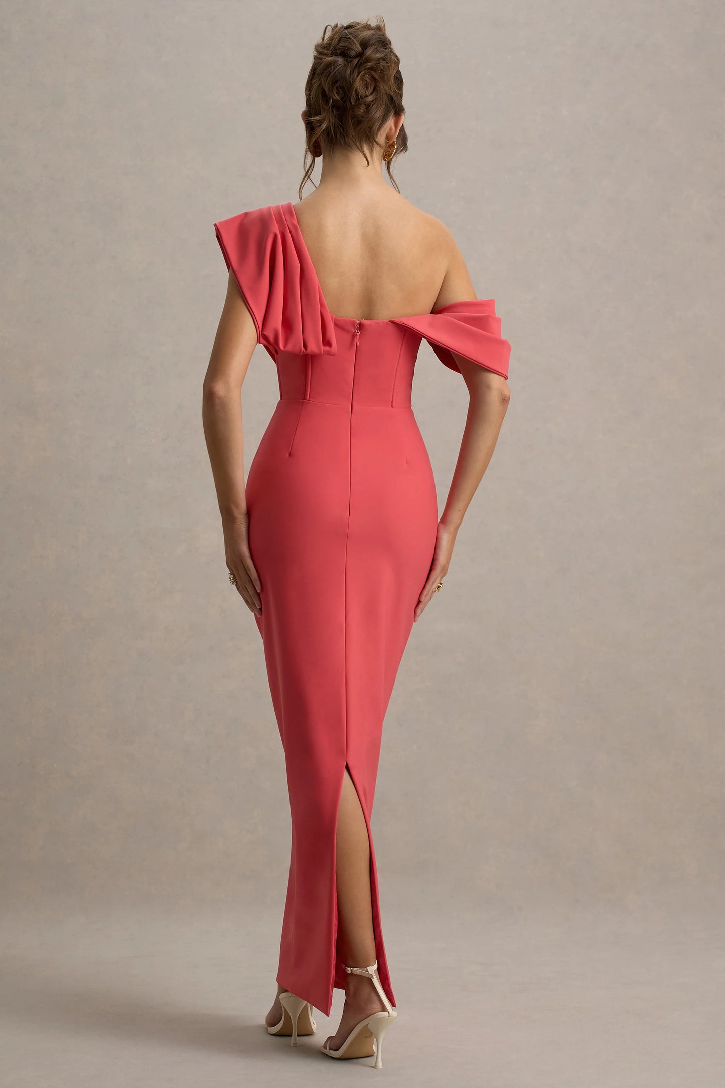 Angelina Pink Draped Shoulder Maxi Dress