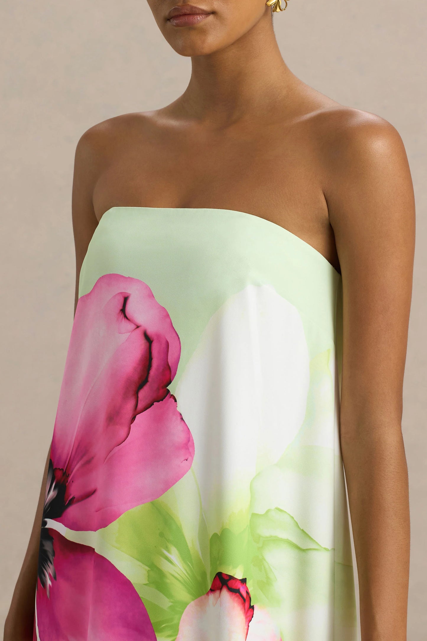 Ellery Lime Floral Print Bandeau Maxi Dress