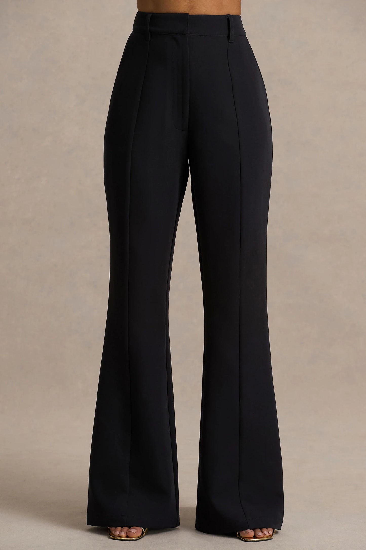Carina Black Flared-Leg Tailored Trousers